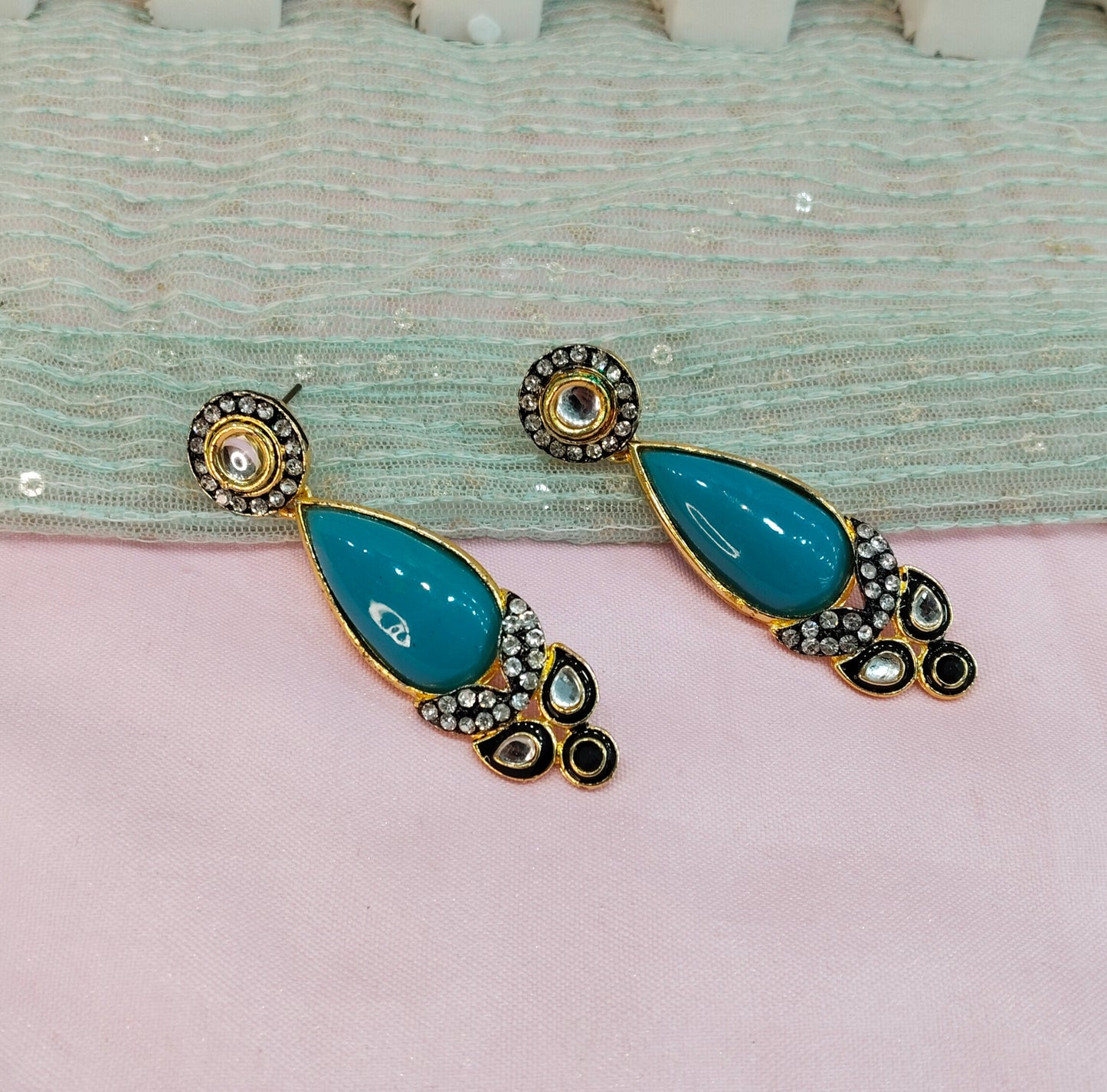 Sky Blue Bollywood Virat Earrings