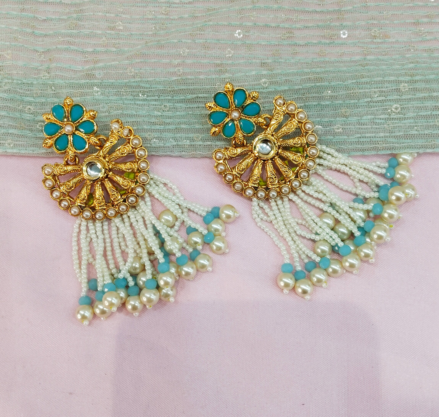 Sky Blue Bollywood Virat Earrings