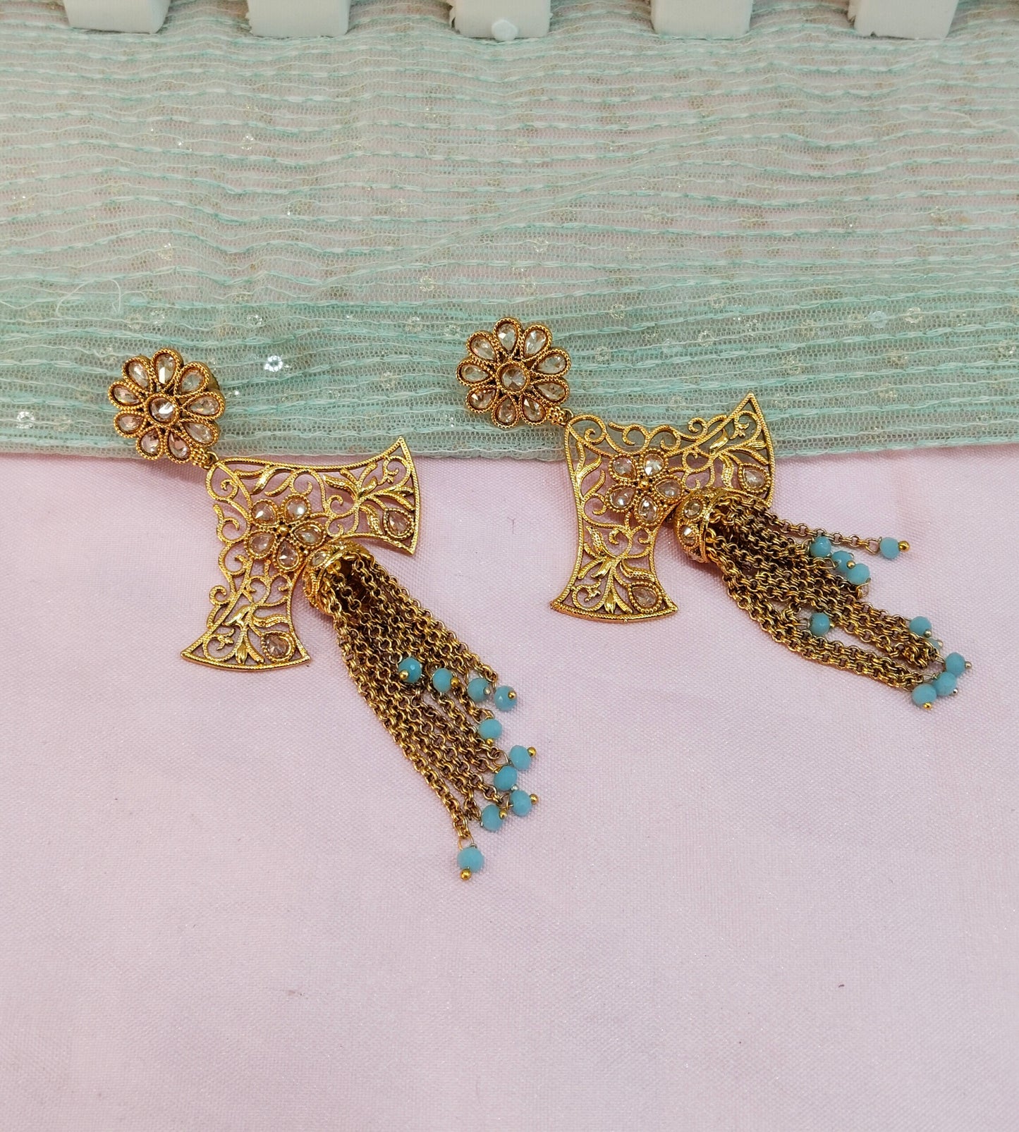 Sea Green Bollywood Virat Earrings