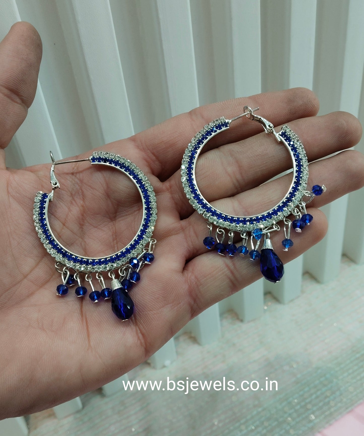 Silver Blue Bollywood Virat Earrings