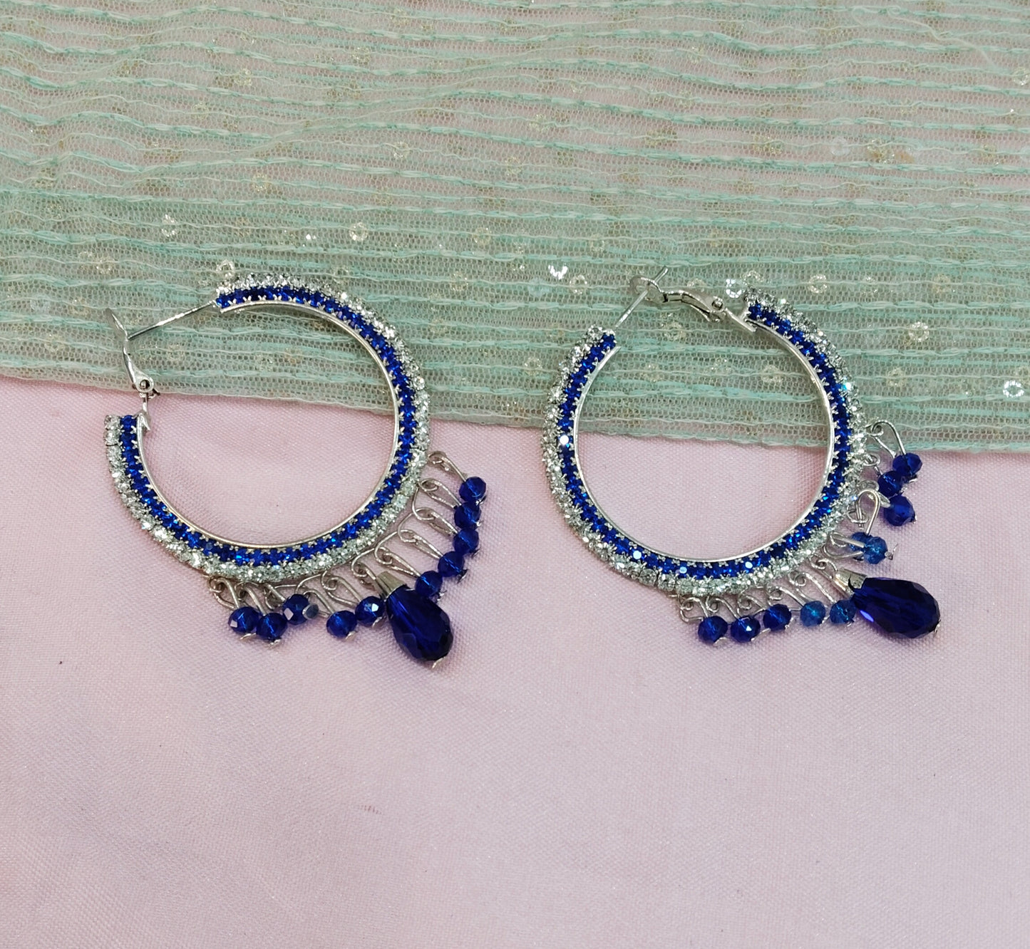 Silver Blue Bollywood Virat Earrings