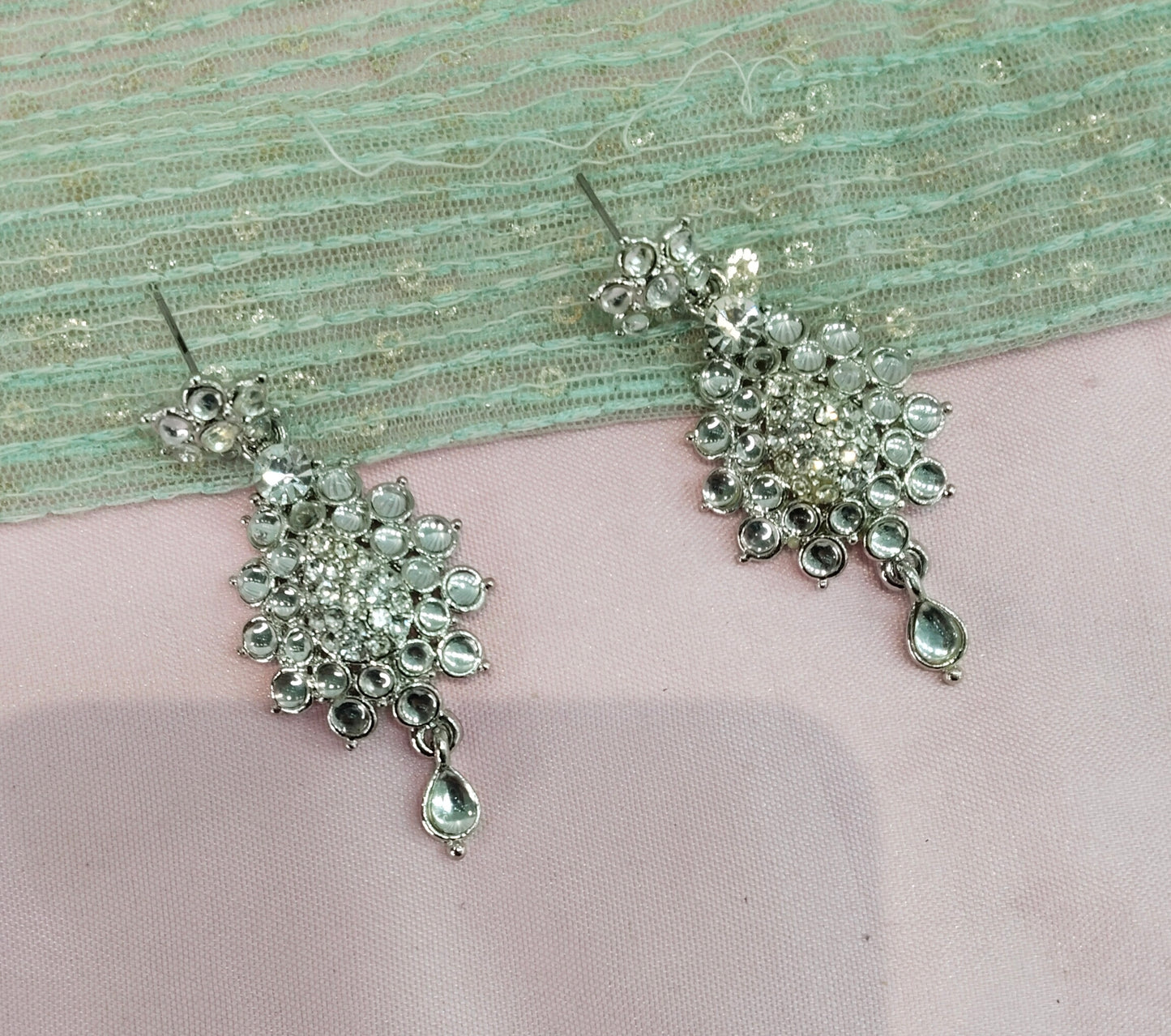 Silver White Bollywood Shubman Earrings
