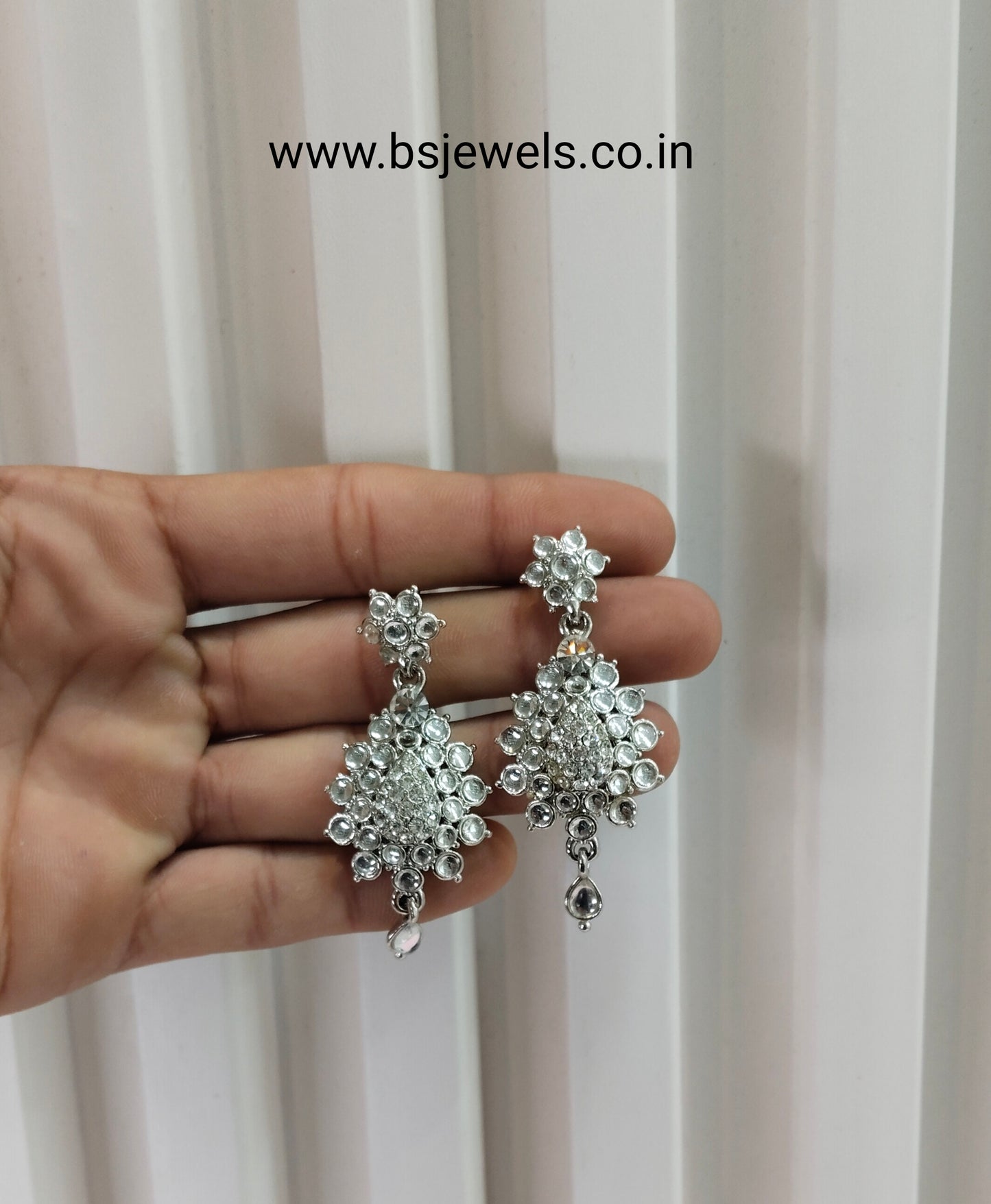 Silver White Bollywood Shubman Earrings