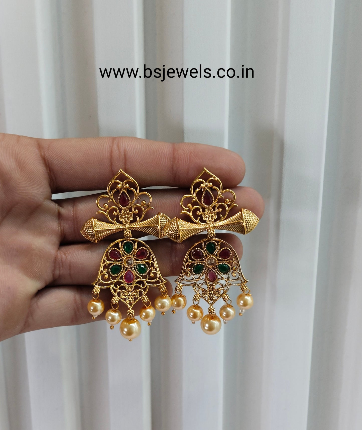 Ruby Green Bollywood Rahul Earrings