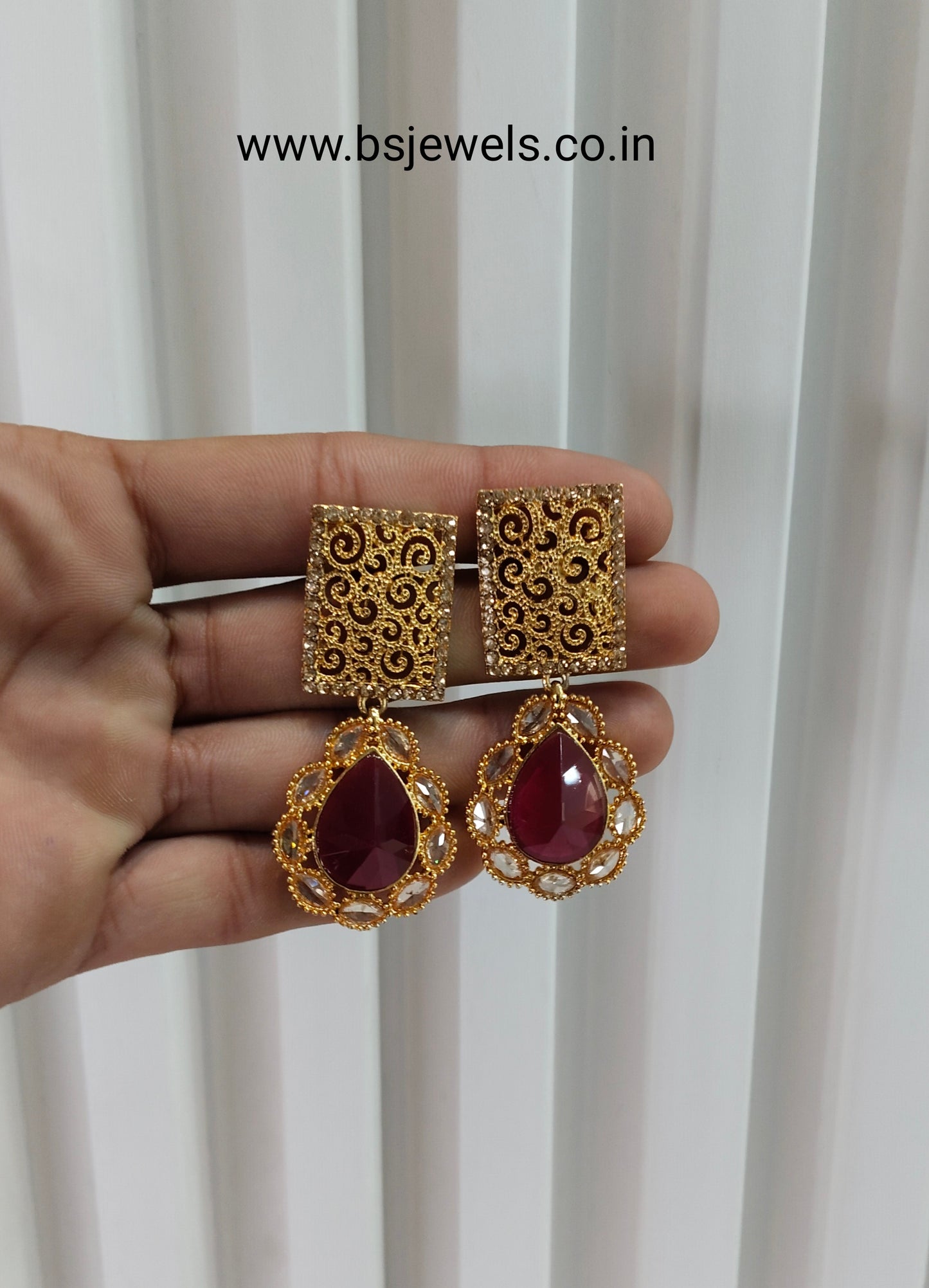 Ruby Bollywood Rahul Earrings