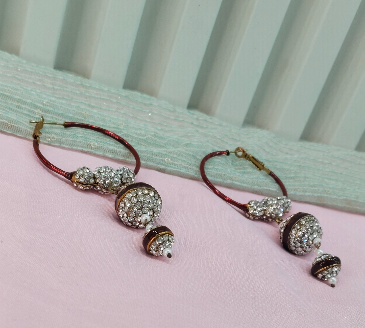 Maroon Bollywood Sehwag Earrings Jewellery