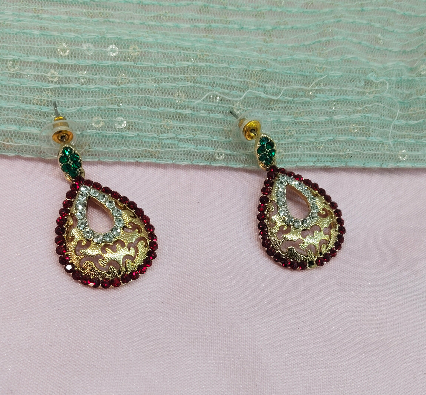 Maroon Bollywood Sehwag Earrings Jewellery
