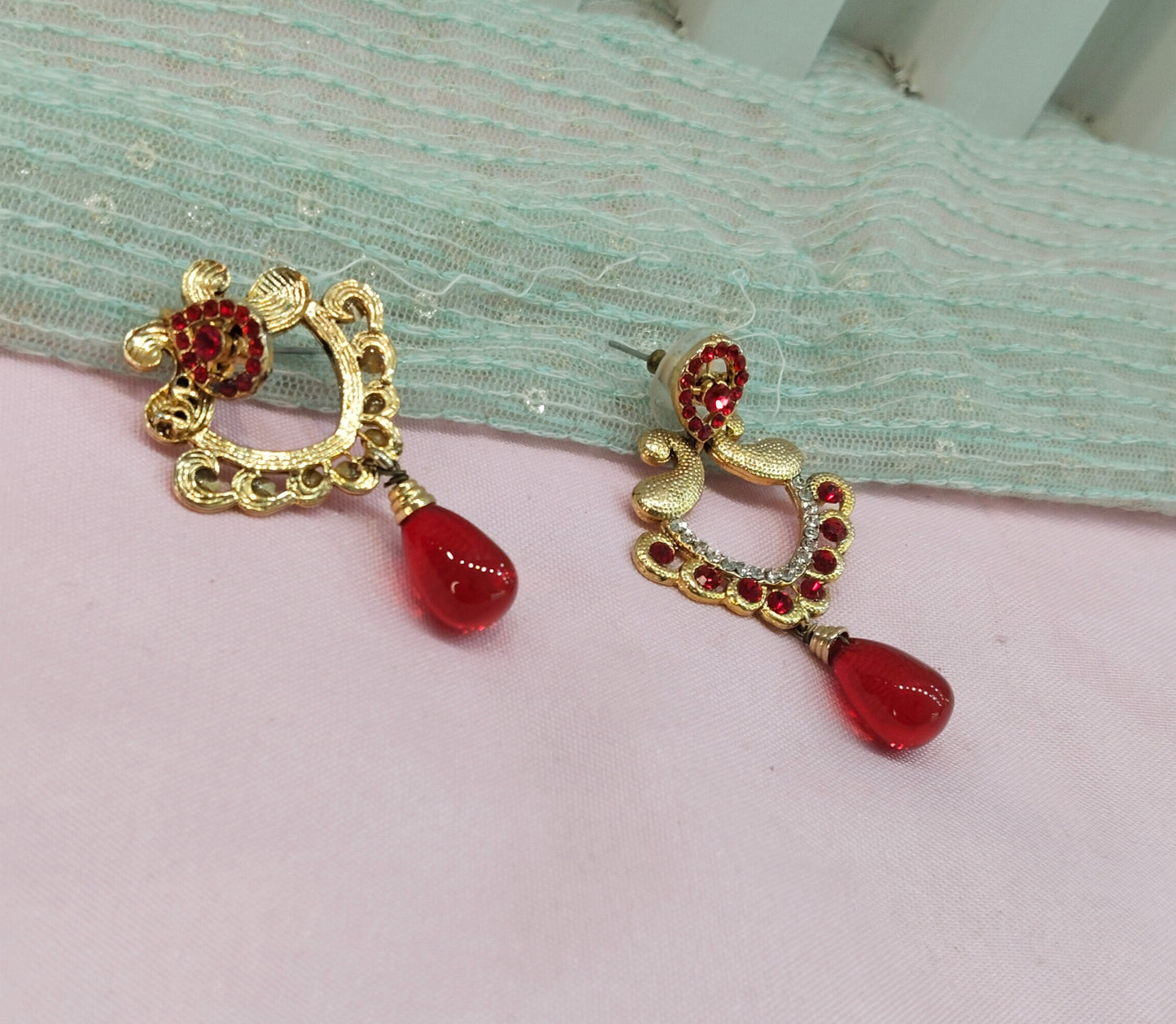 Red Bollywood Sachin Earrings Jewellery