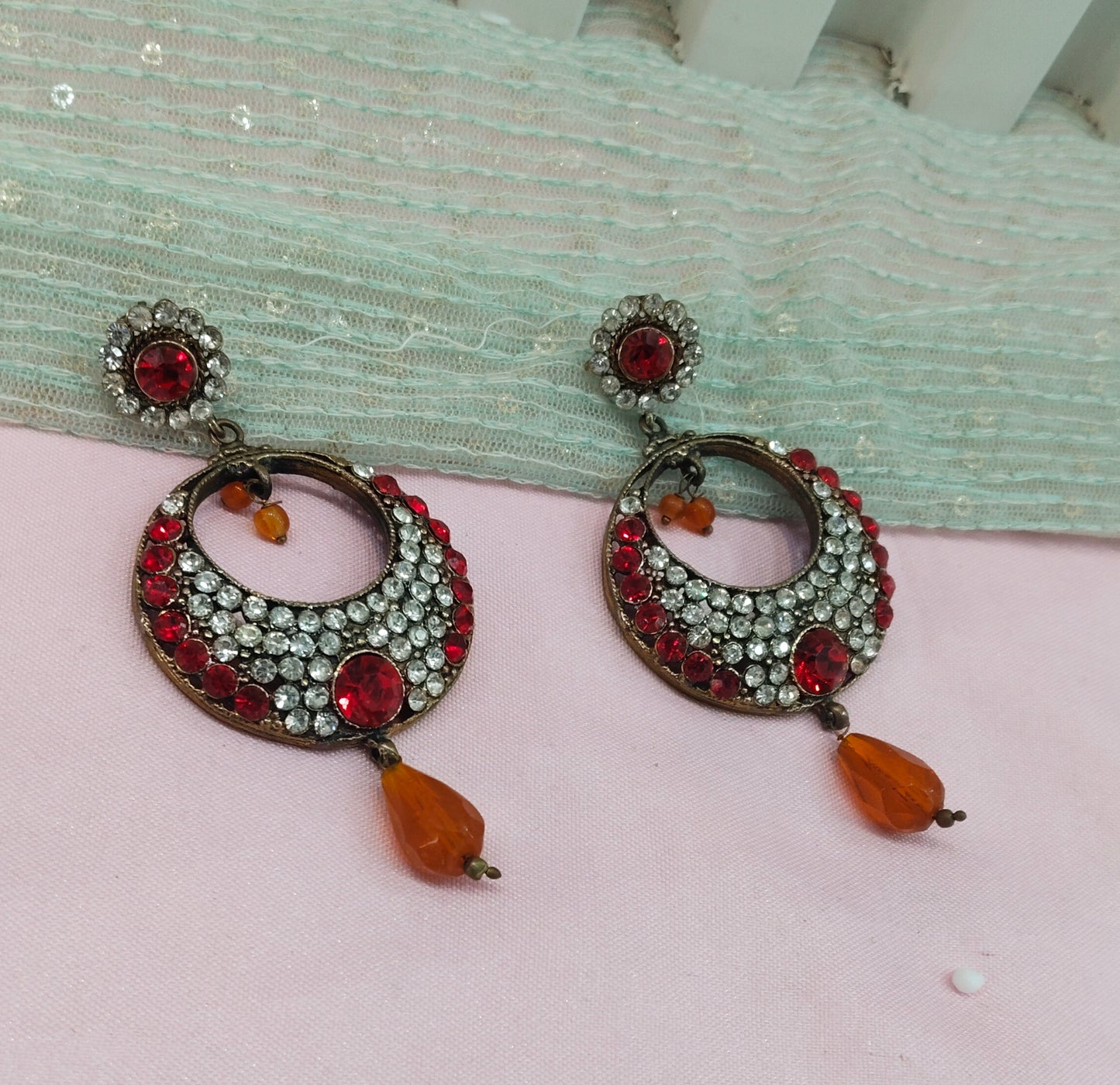 Red Bollywood Sachin Earrings Jewellery
