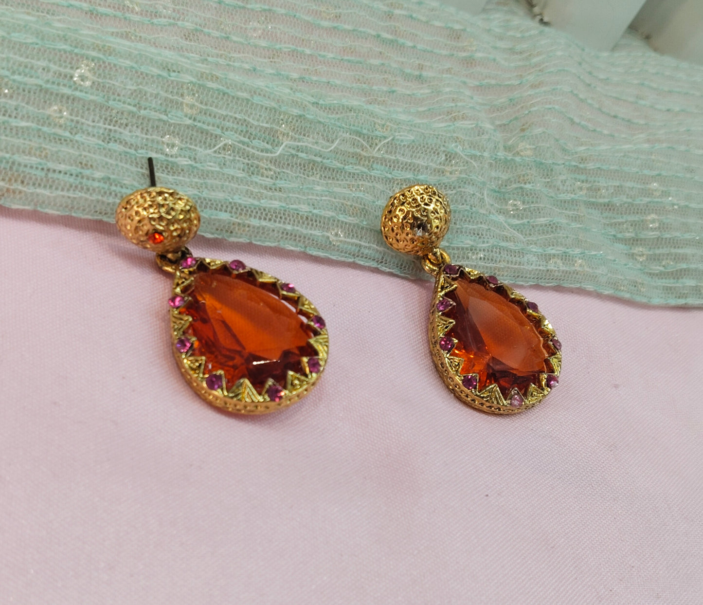 Orange Bollywood Sachin Earrings Jewellery