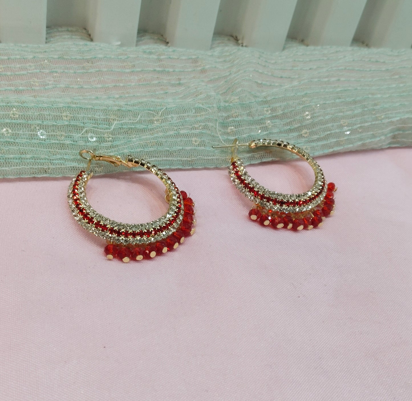 Red Bollywood Sachin Earrings Jewellery