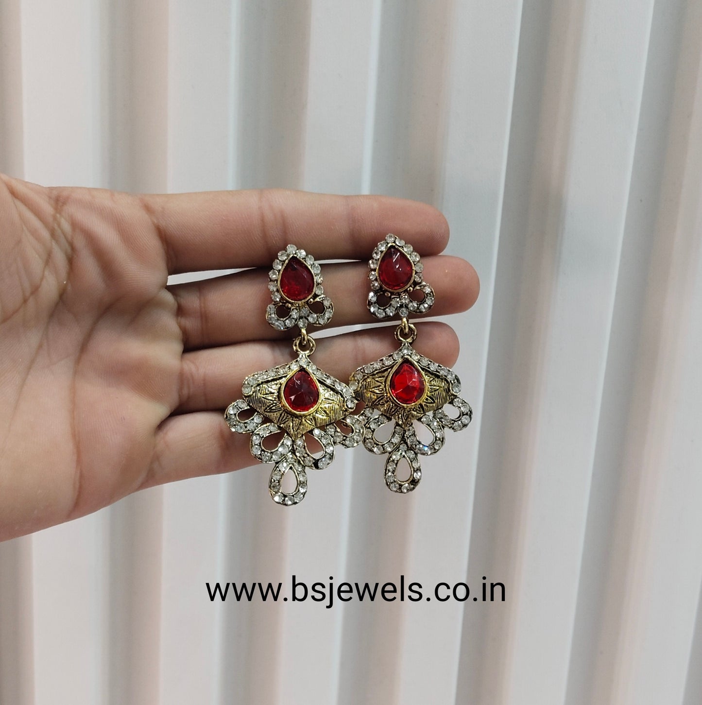 Red Bollywood Sachin Earrings Jewellery