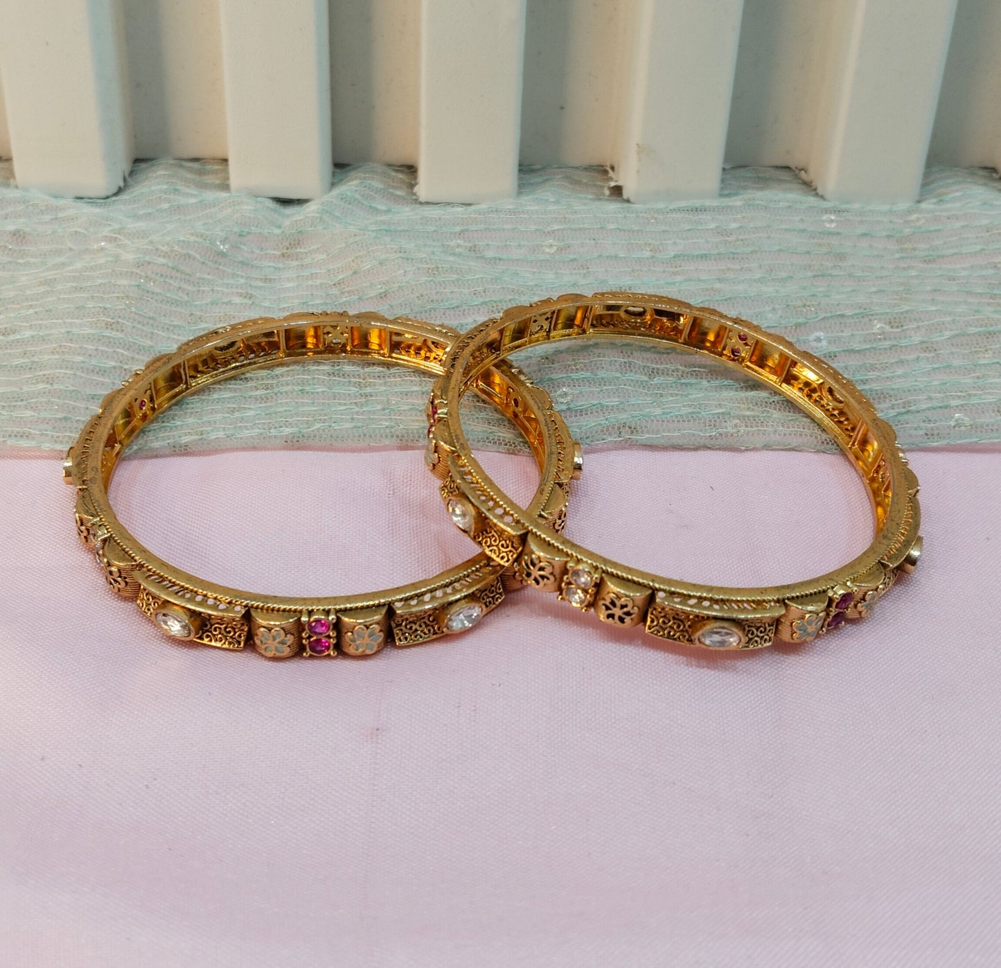 2.6 Size bangles jewelry /Traditional bollywood jewelry/Ruby Gold bangles