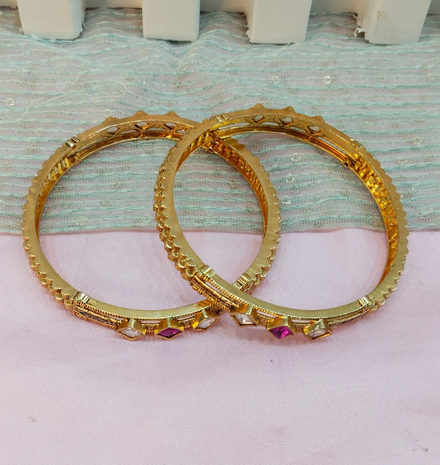 2.6 Size bangles jewelry /Traditional bollywood jewelry/Ruby Gold bangles