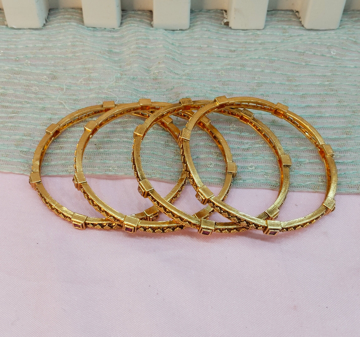 2.4 Size bangles jewelry /Traditional bollywood jewelry/Ruby Gold bangles
