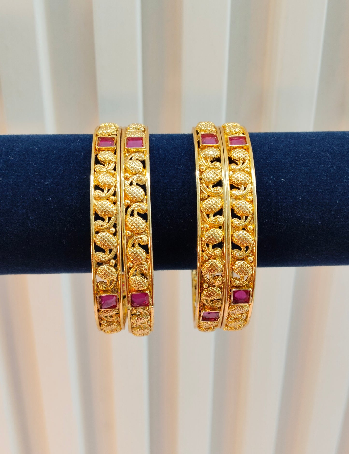 2.4 Size bangles jewelry /Traditional bollywood jewelry/Ruby Gold bangles