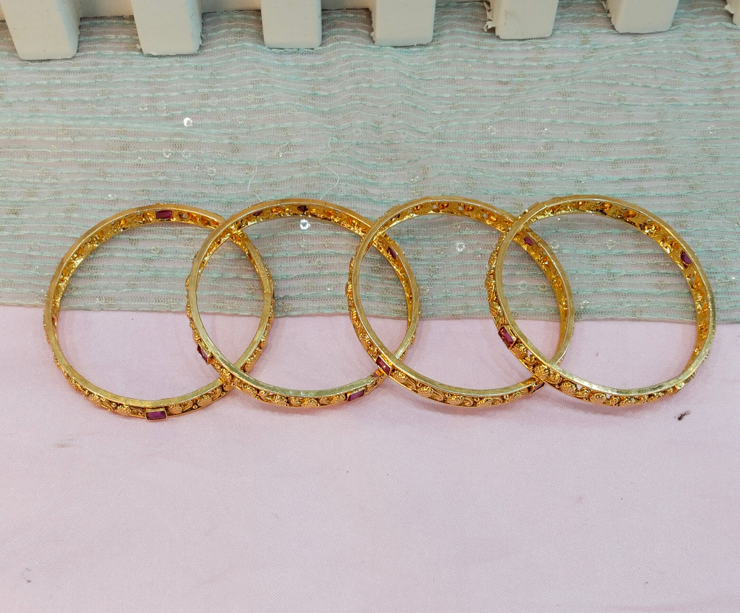 2.4 Size bangles jewelry /Traditional bollywood jewelry/Ruby Gold bangles