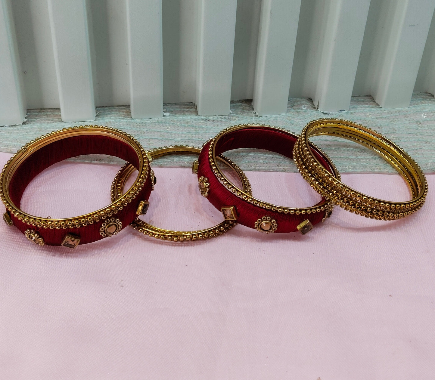 2.6 Size bangles jewelry Set /Traditional bollywood jewelry/Maroon Antique bangles