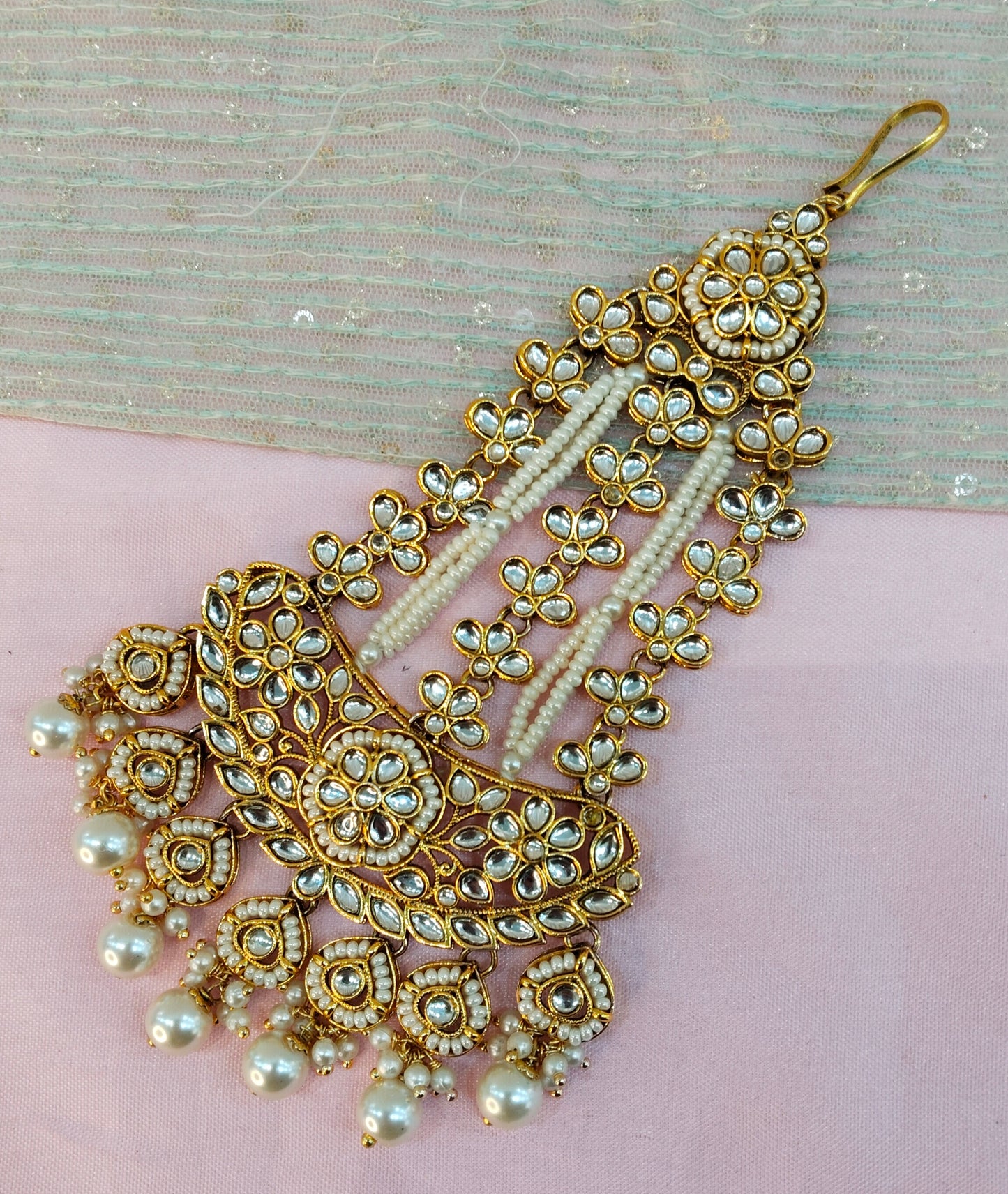 Kundan Jhumar Headpassa Bridal Passa/Pakistani side Headpiece
