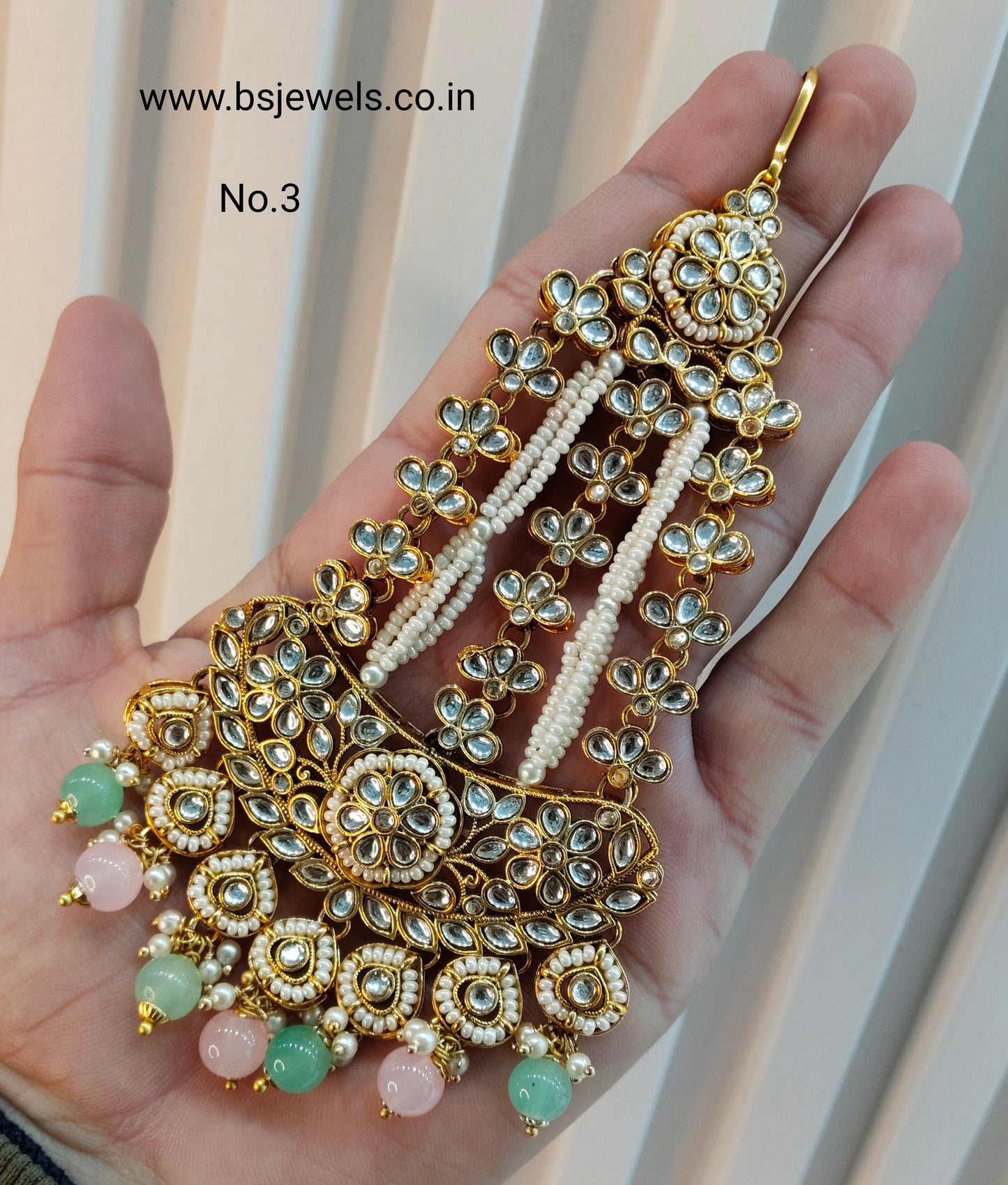 Kundan Jhumar Headpassa Bridal Passa/Pakistani side Headpiece
