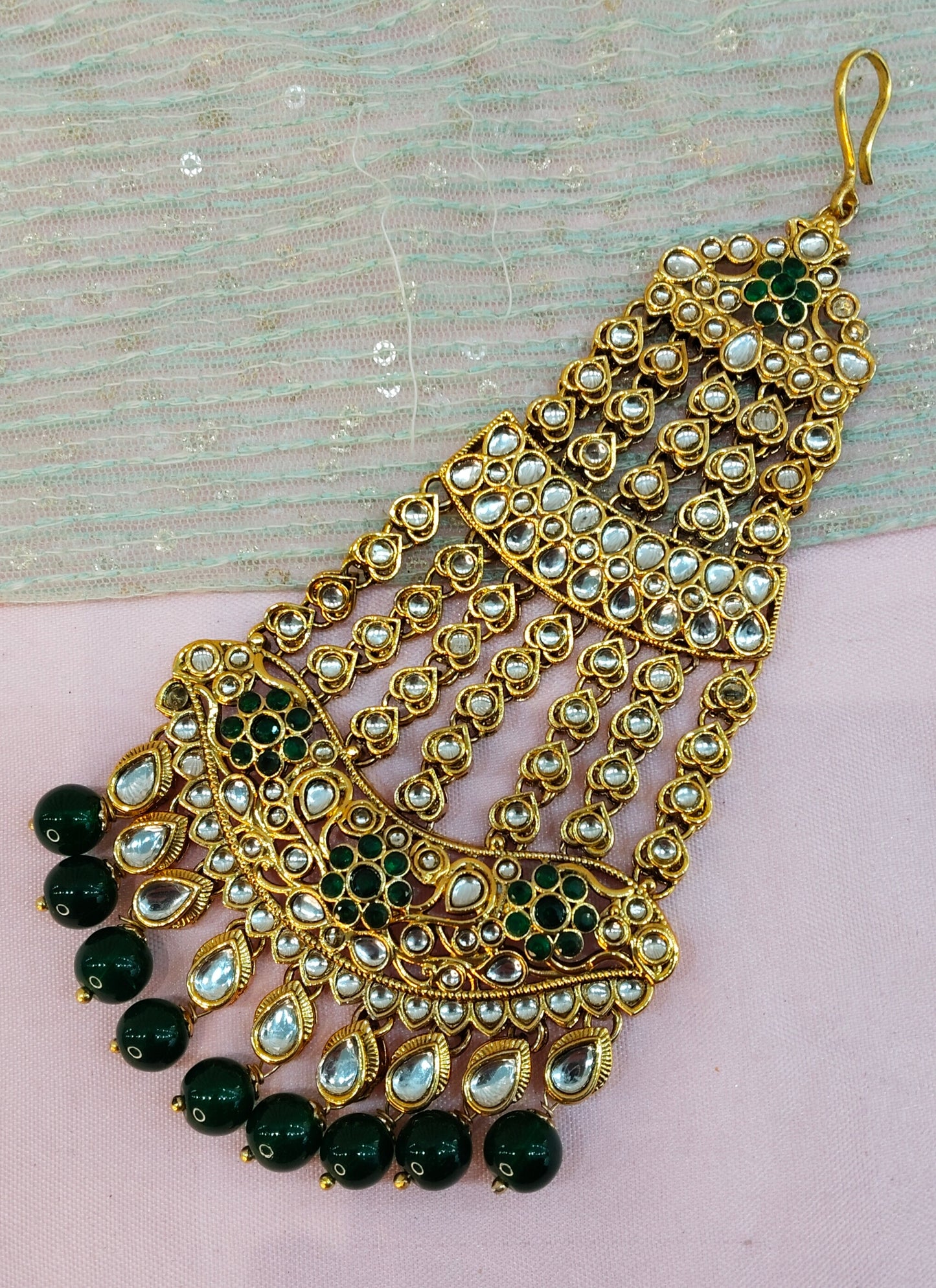 Kundan Jhumar Headpassa Bridal Passa/Pakistani side Headpiece