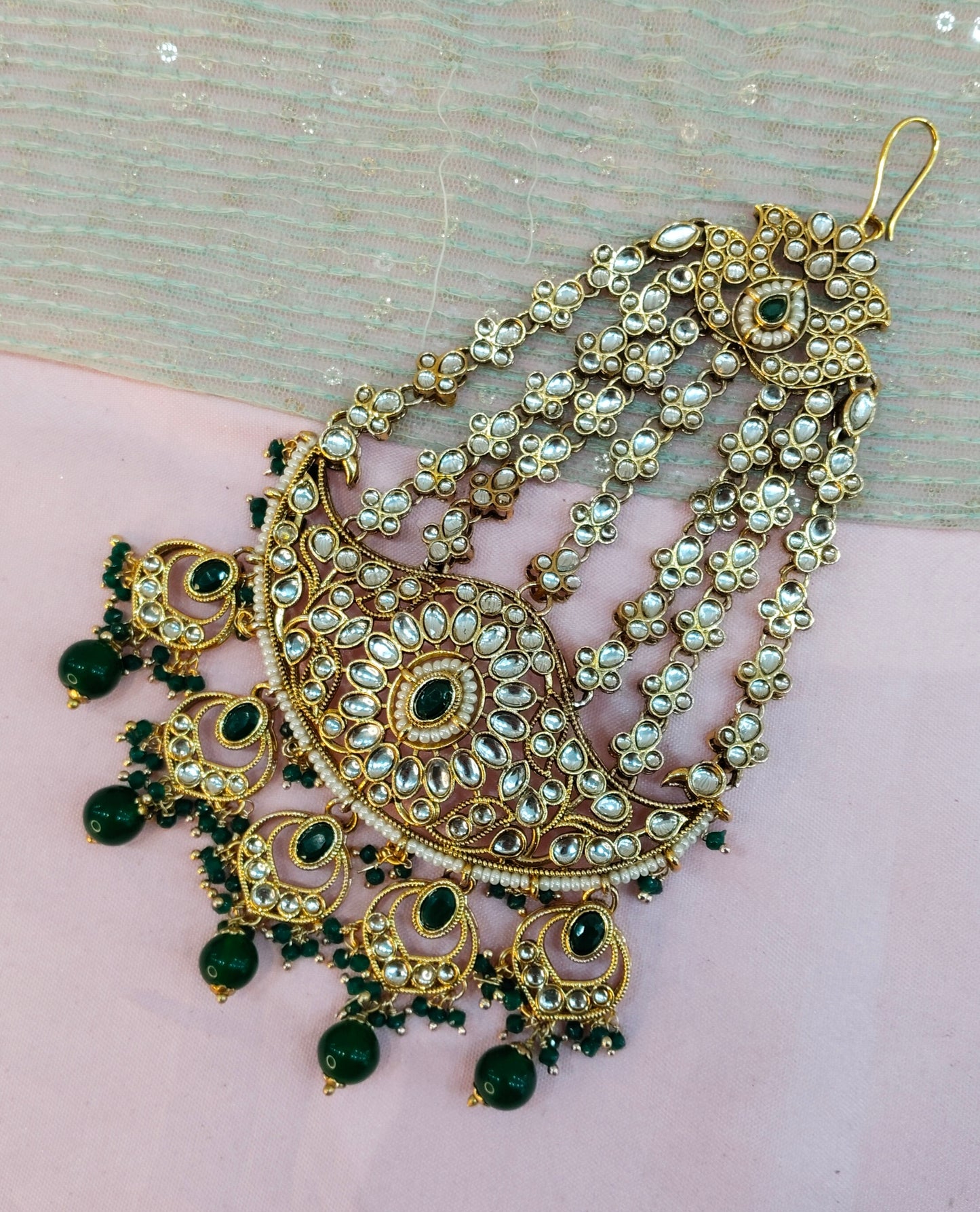 Kundan Jhumar Headpassa Bridal Passa/Pakistani side Headpiece