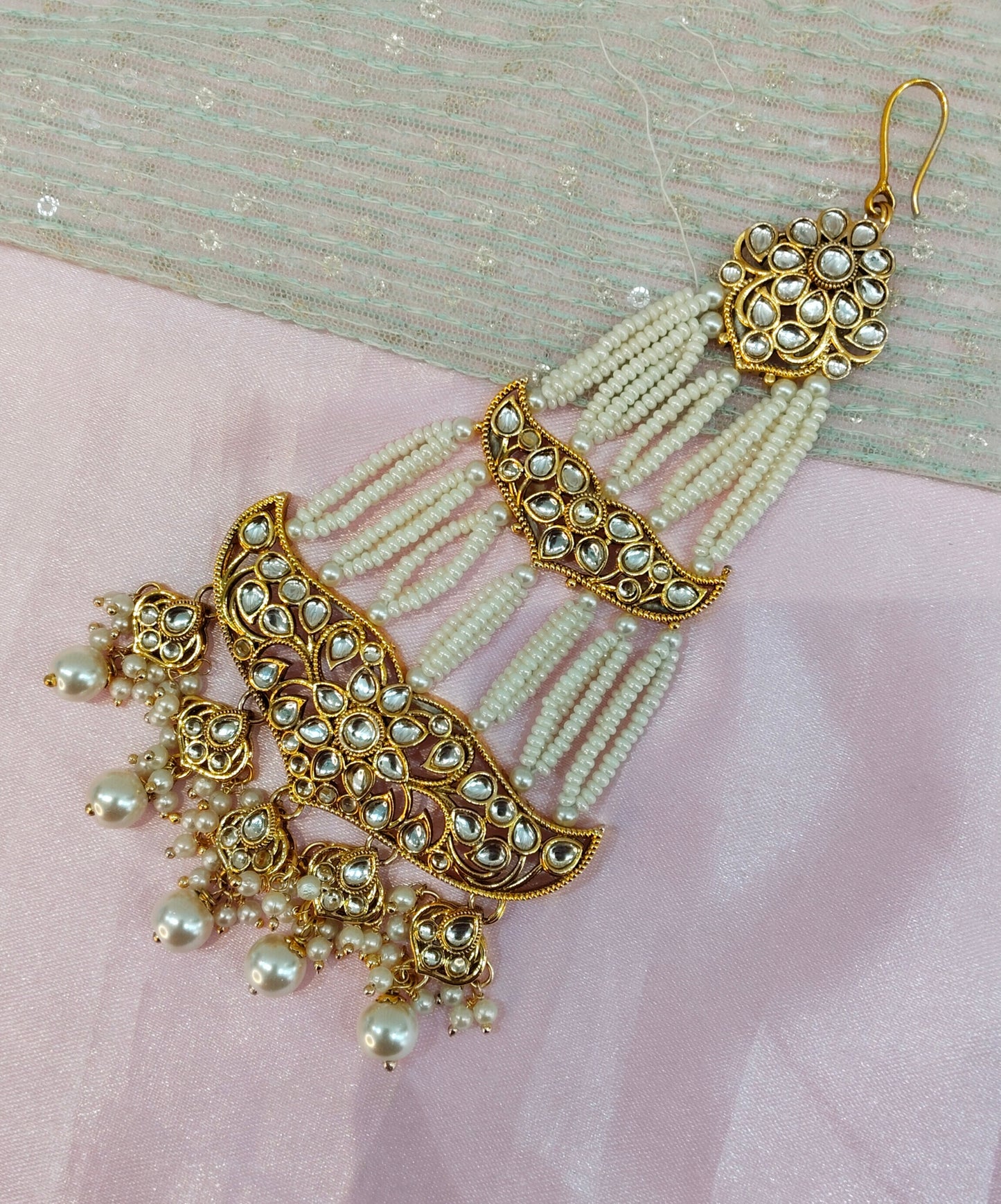 Kundan Jhumar Headpassa Bridal Passa/Pakistani side Headpiece