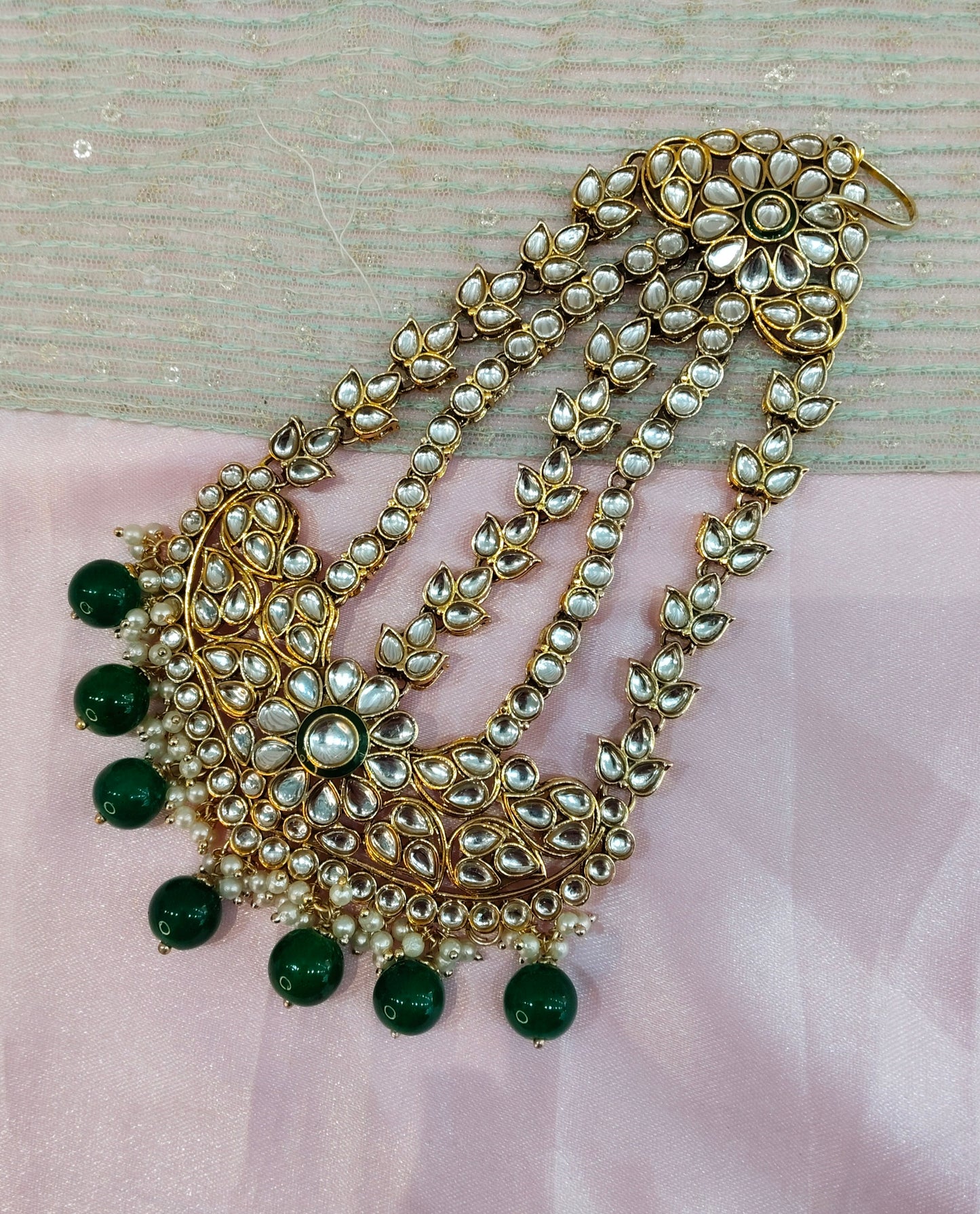 Kundan Jhumar Headpassa Bridal Passa/Pakistani side Headpiece