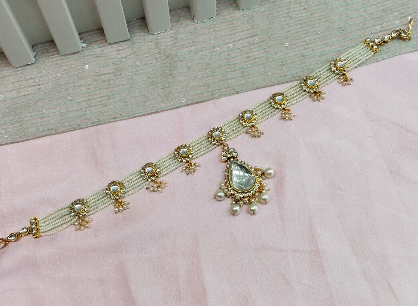 Kundan Headpiece Matha Patti Head piece sheesh fool/Bollywood Head Piece Tikka Hair chain
