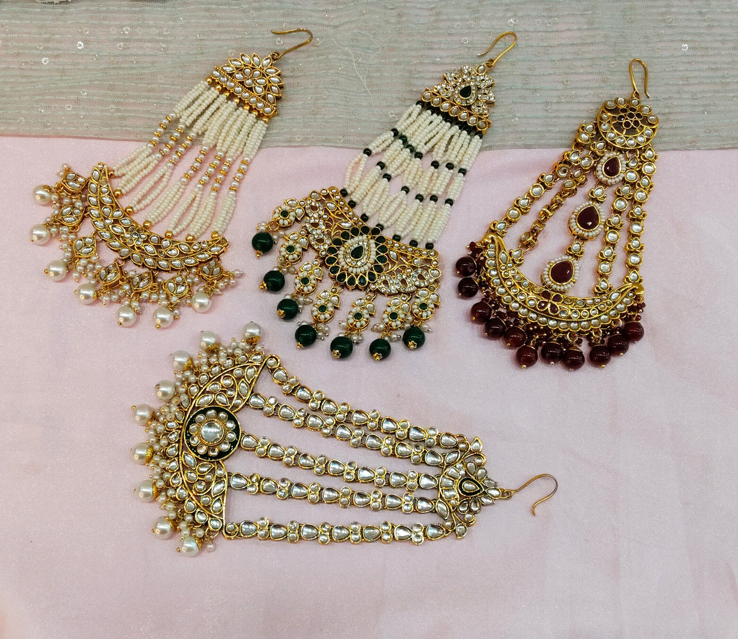 Kundan Jhumar Headpassa Bridal Passa/Pakistani side Headpiece