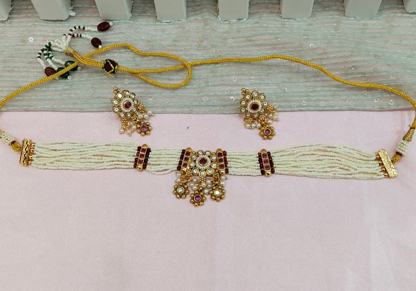 Ruby Gold Polki Kundan Choker Jewellery Jennet Set
