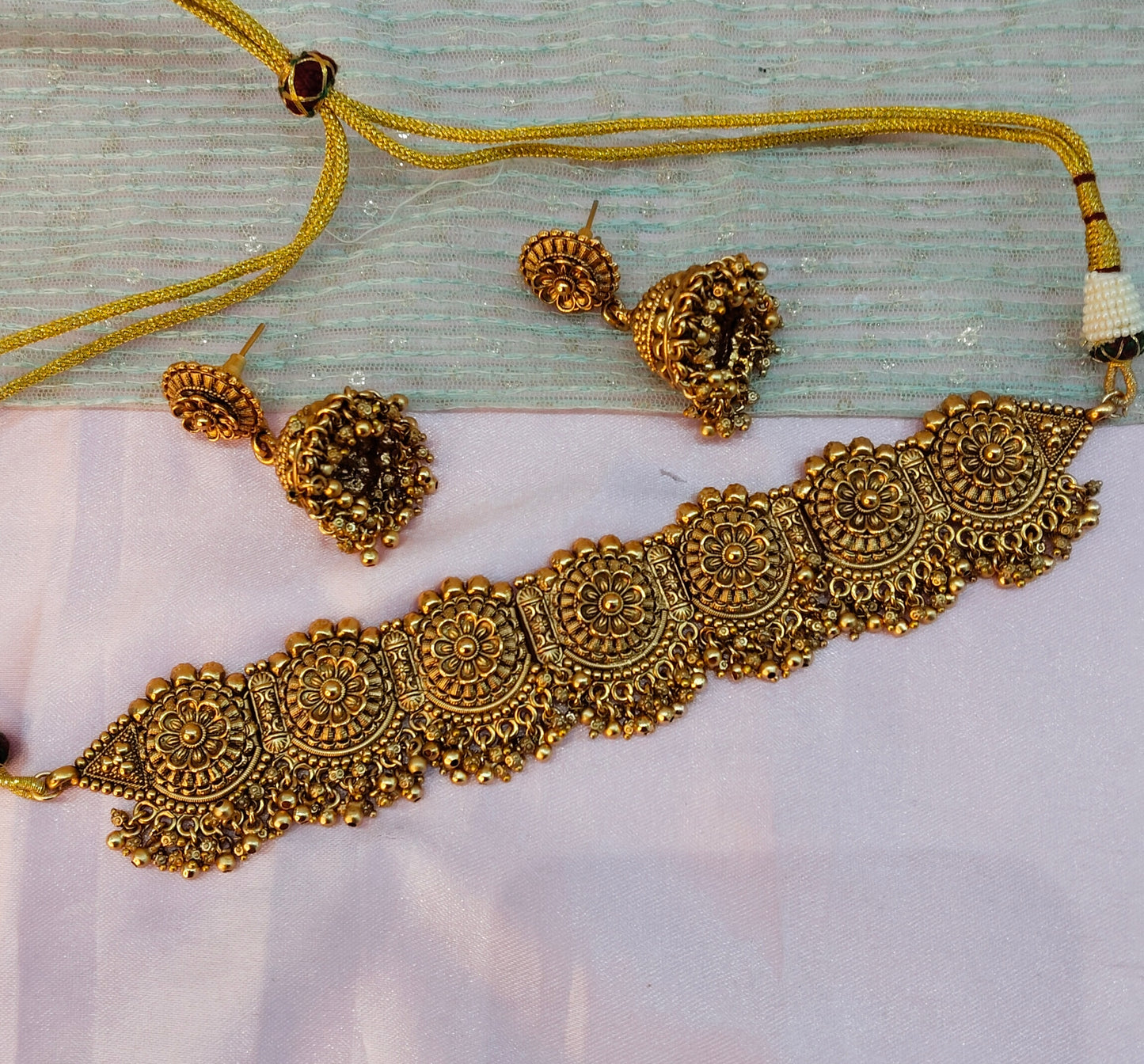 Gold Polki Choker Jewellery Arjan Set