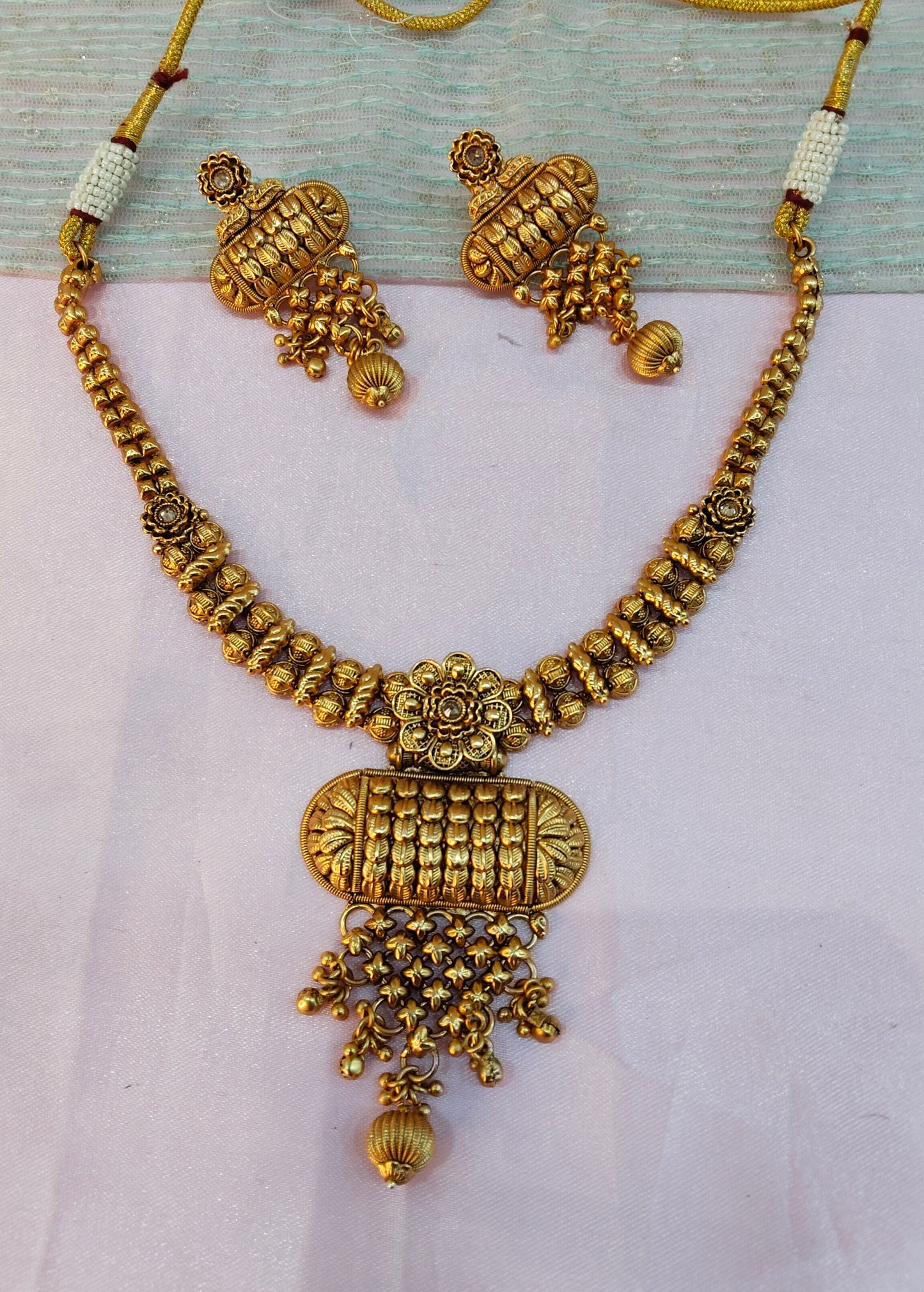Gold Polki Necklace Jewellery Harf Set