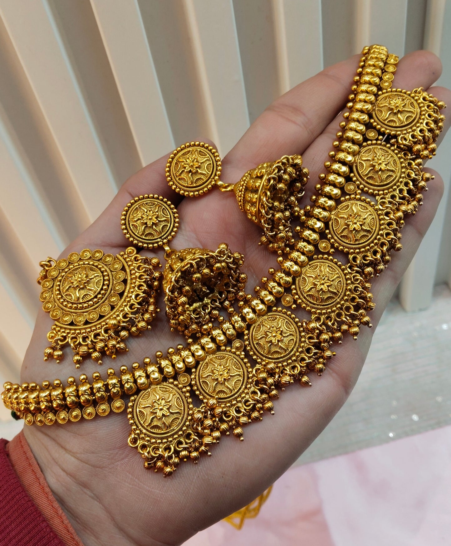 Gold Polki Necklace Jewellery Harf Set