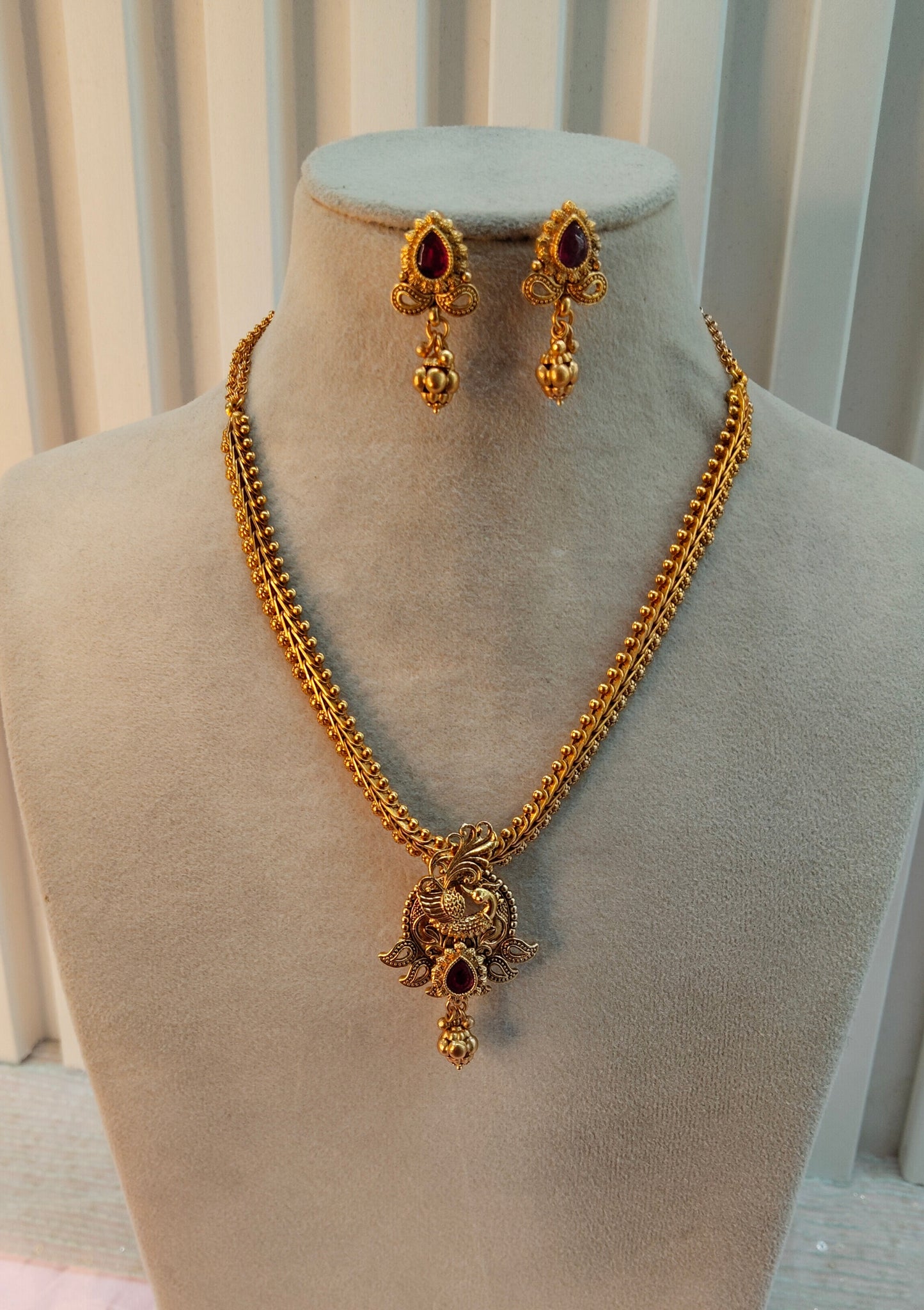Ruby Gold Polki Necklace Jewellery Harf Set