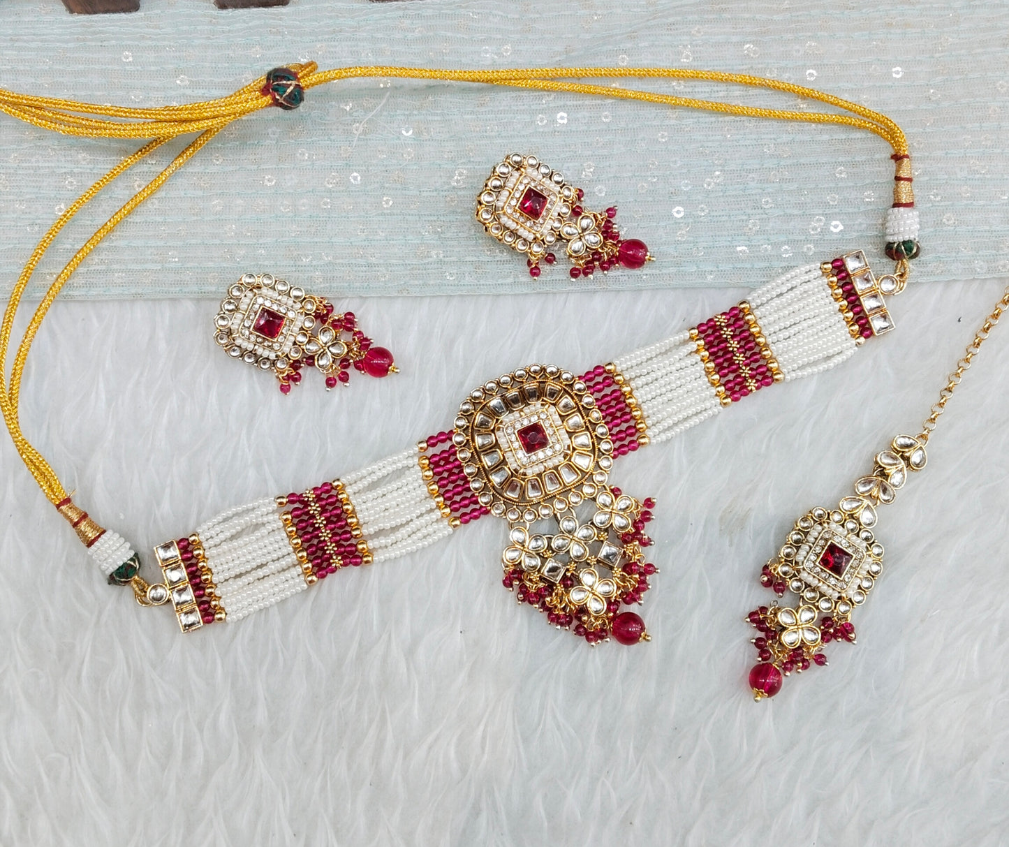 Majenta Kundan Choker Jewellery Priya Set