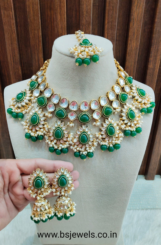 Green Gold Kundan Necklace Jewellery Homeland Set