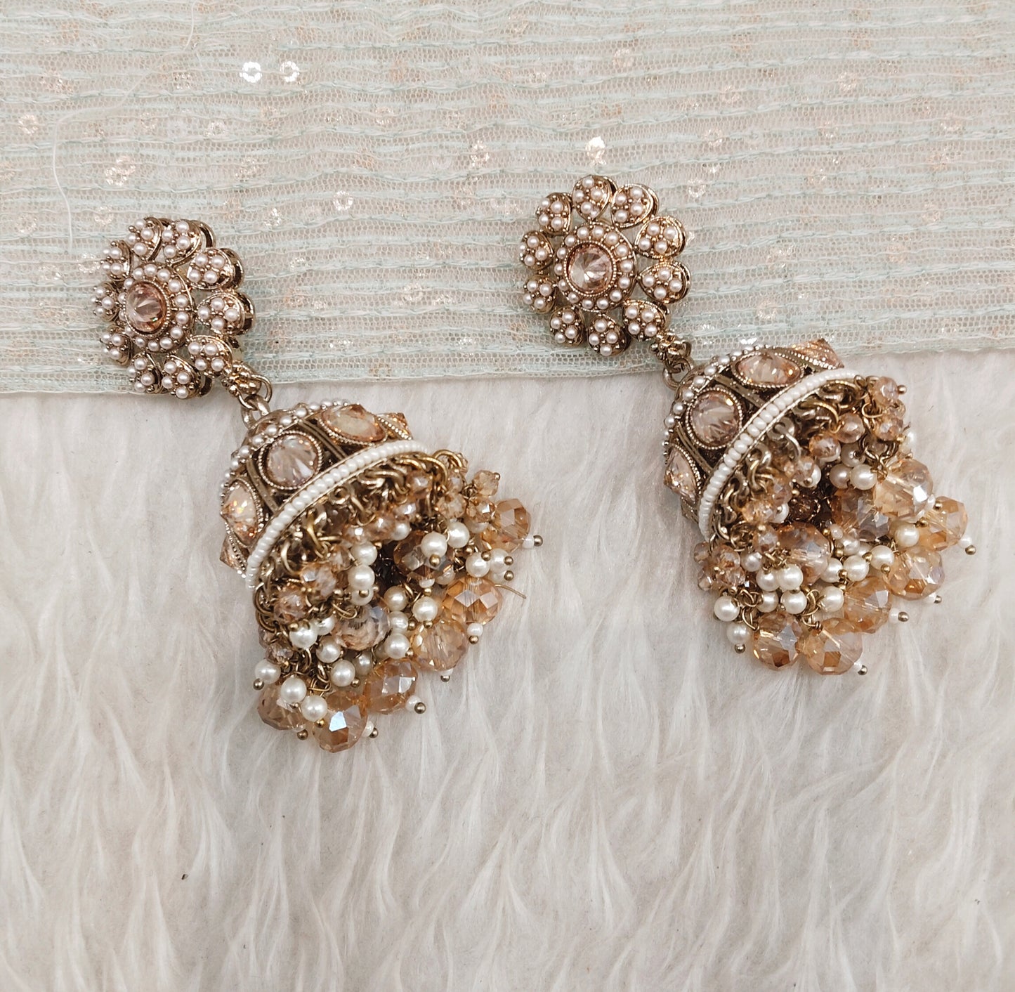 Antique Gold Jhumka Bollywood Sarpunch Earrings