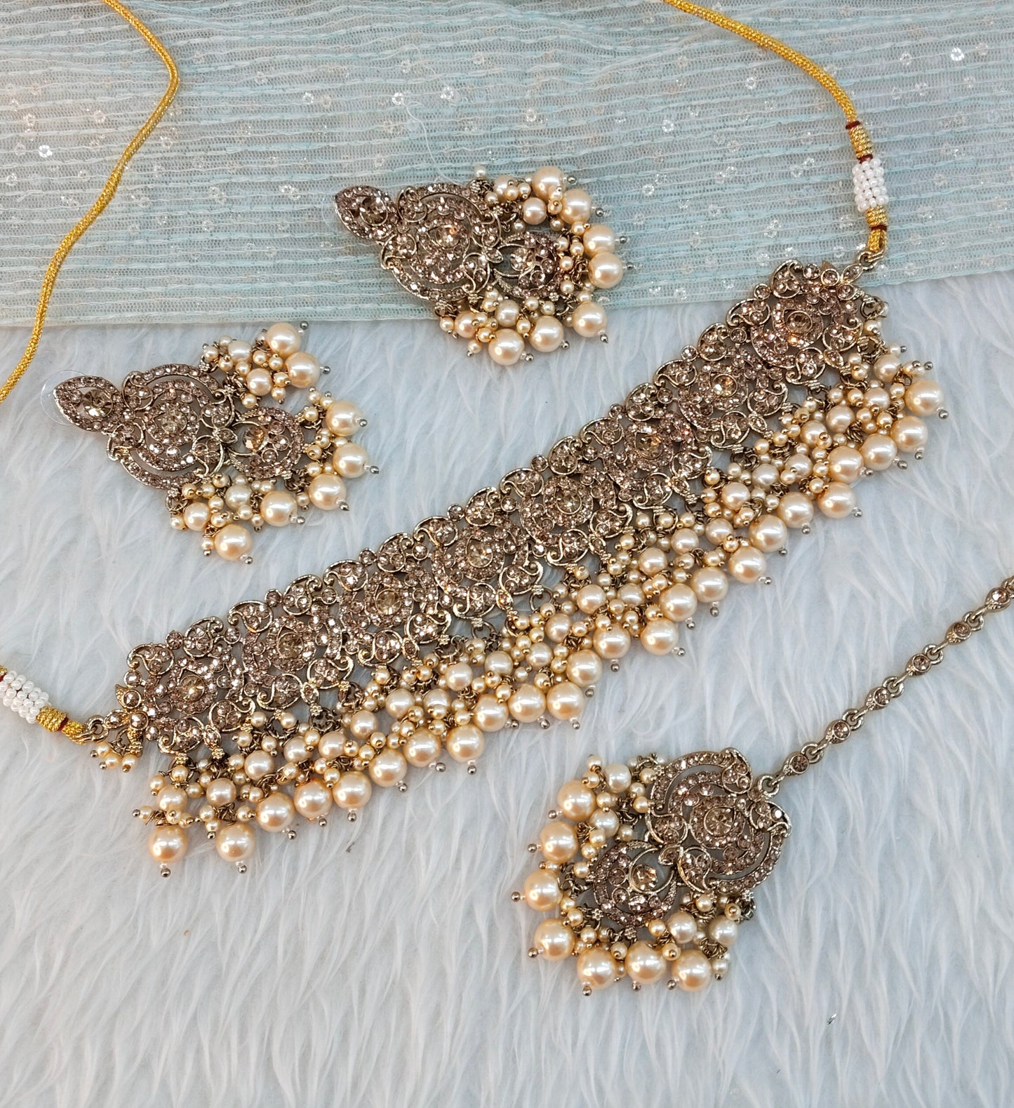 Antique Gold Choker Jewellery David Set