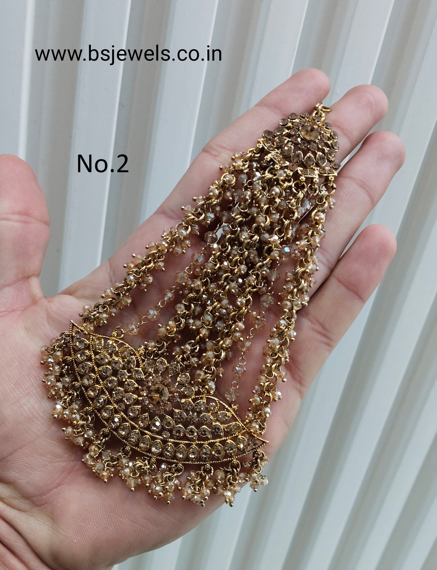 Antique Golden Crystals Headpassa Jhumar Jewellery