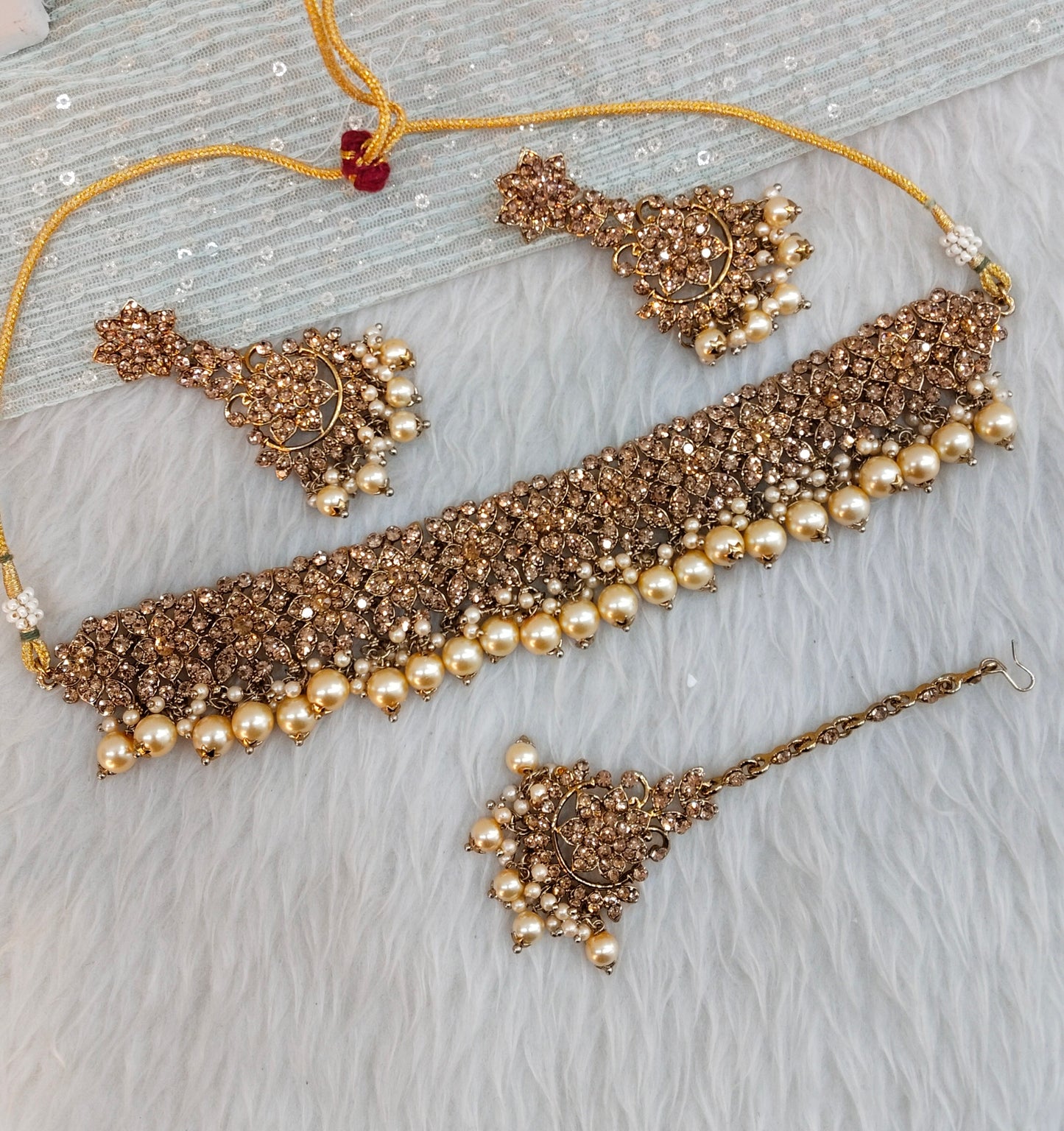 Antique Gold Choker Jewellery Tesli Set