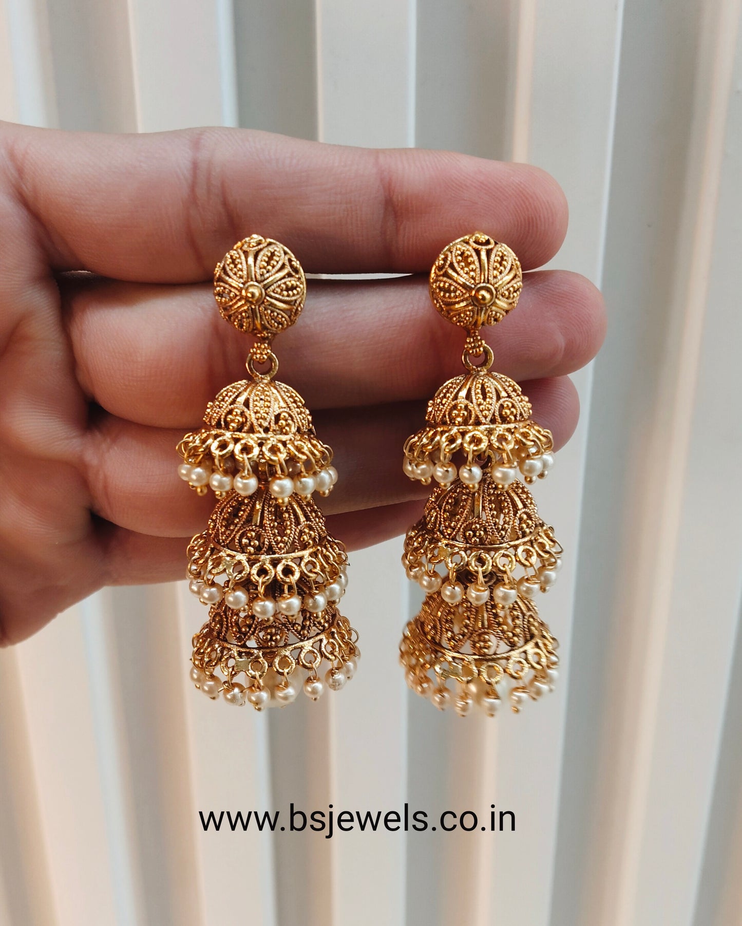 Gold Jhumki Bollywood Earrings