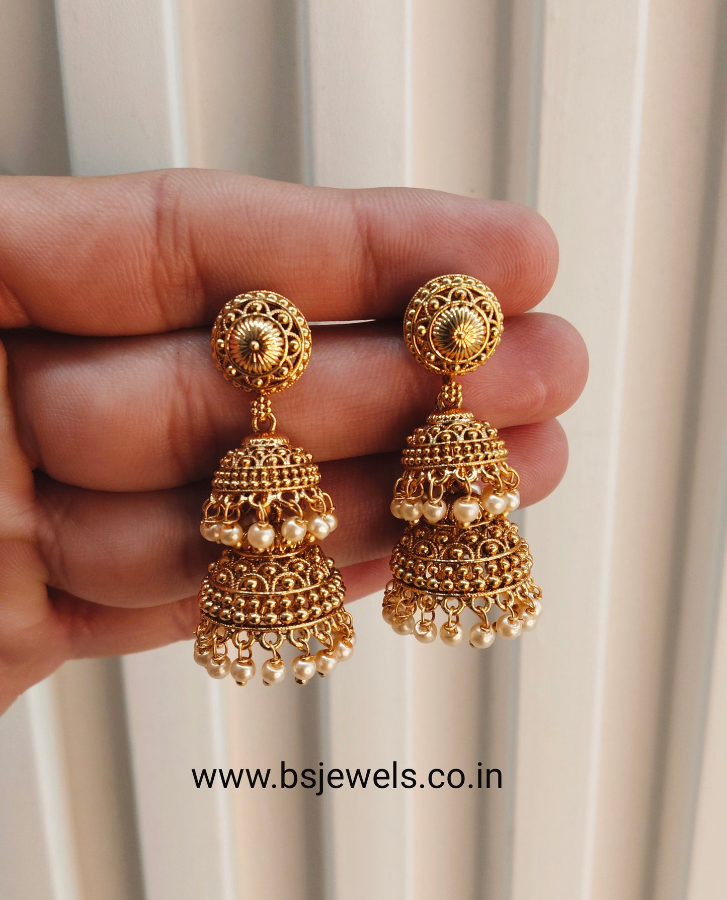 Gold Jhumki Bollywood Earrings