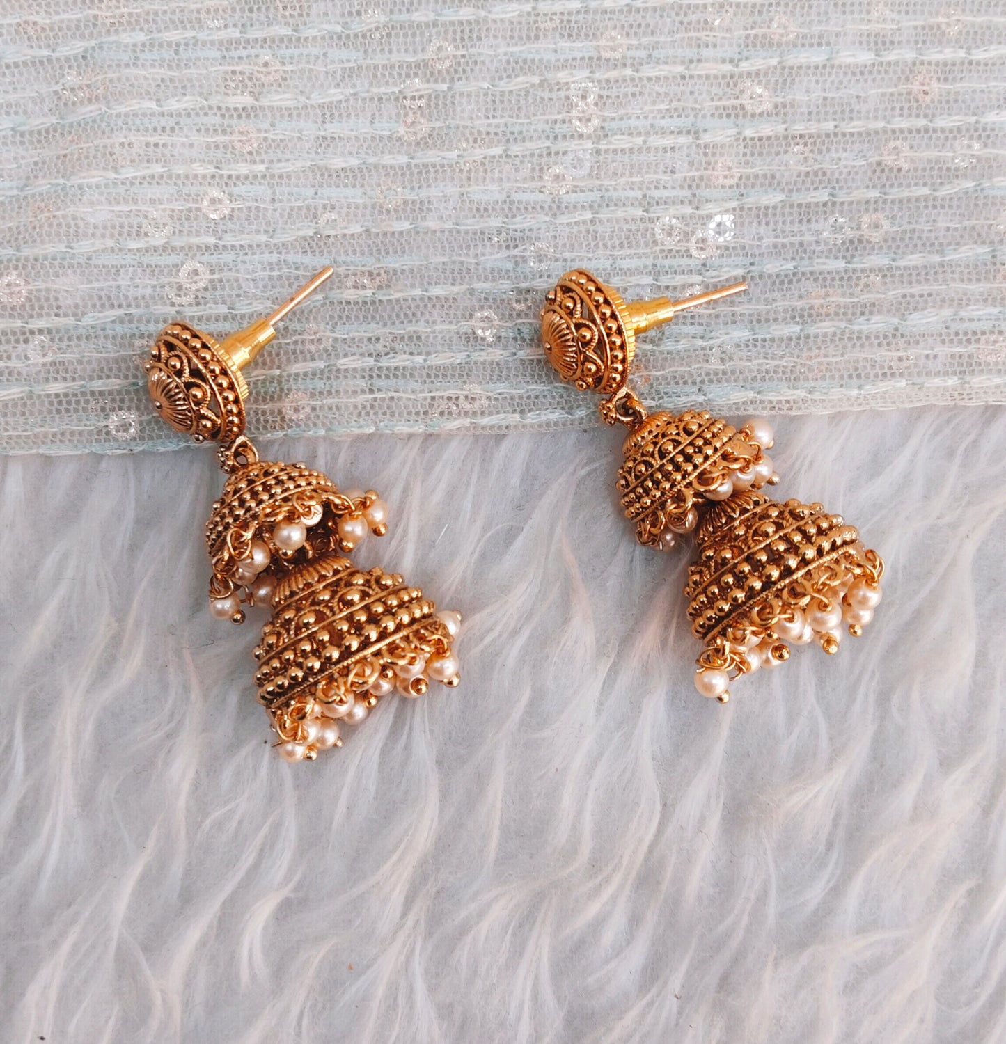Gold Jhumki Bollywood Earrings