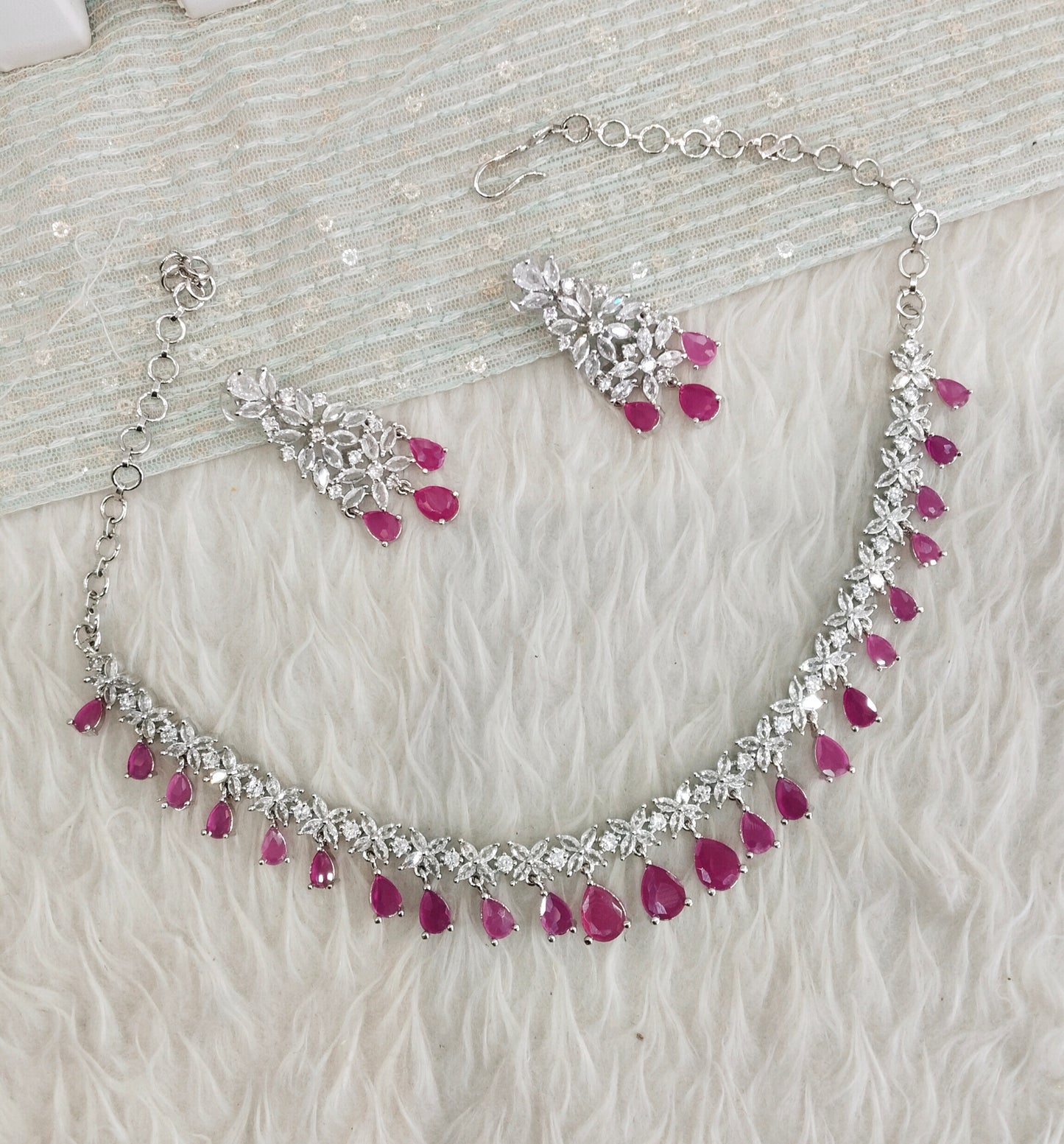 Ruby Silver CZ Necklace Jewellery Marker Set