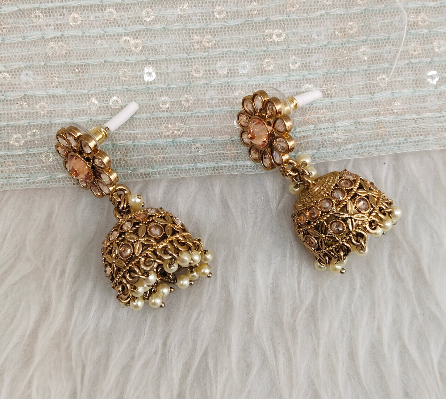 Antique Gold Jhumki Bollywood Dev Earrings