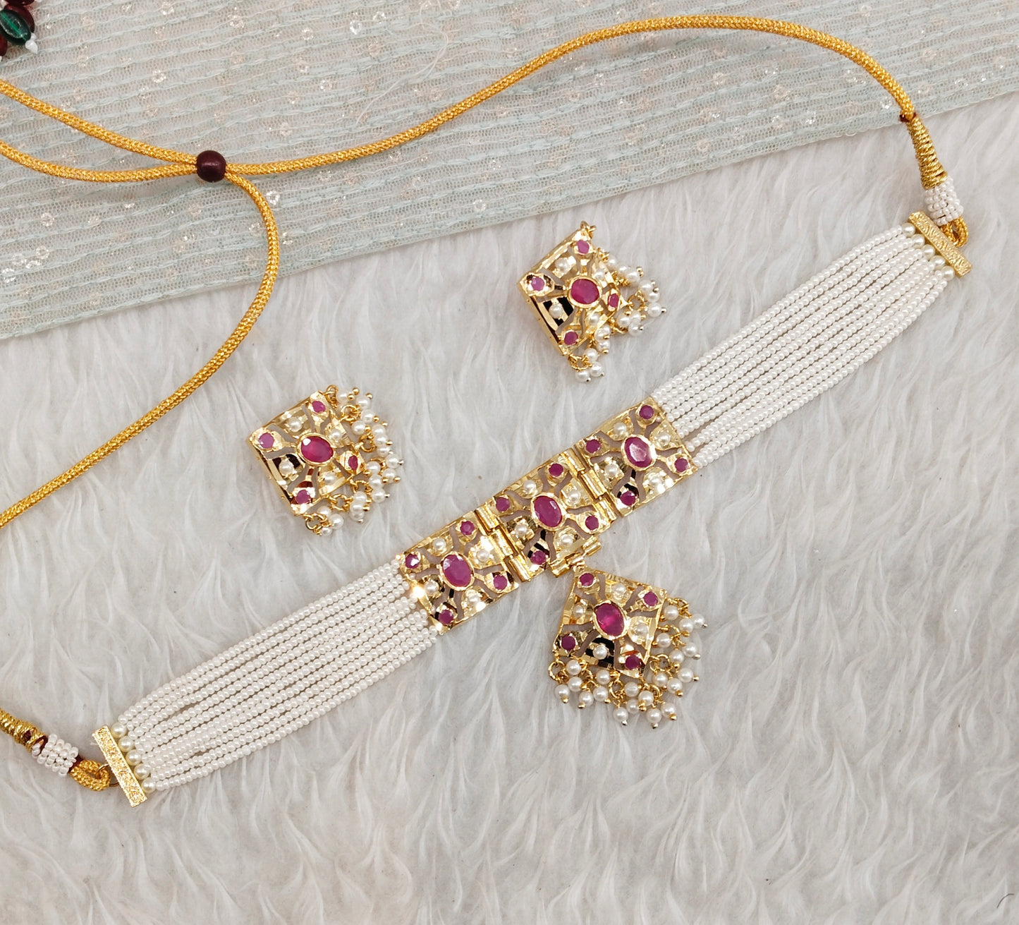 Ruby Gold Jadau Punjabi Style Choker Jewellery Smith Set