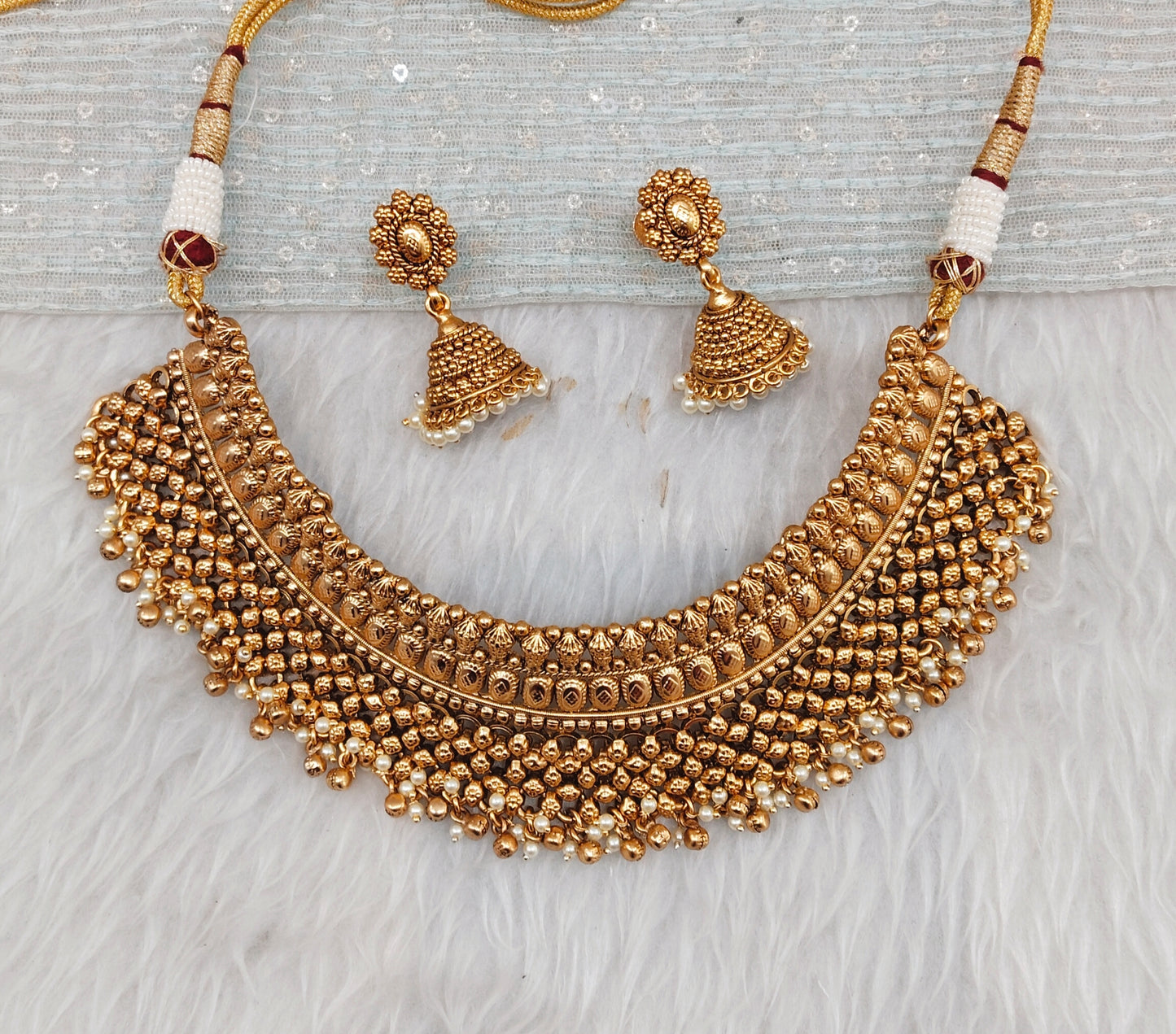 Gold Polki Choker Jewellery Beams Set