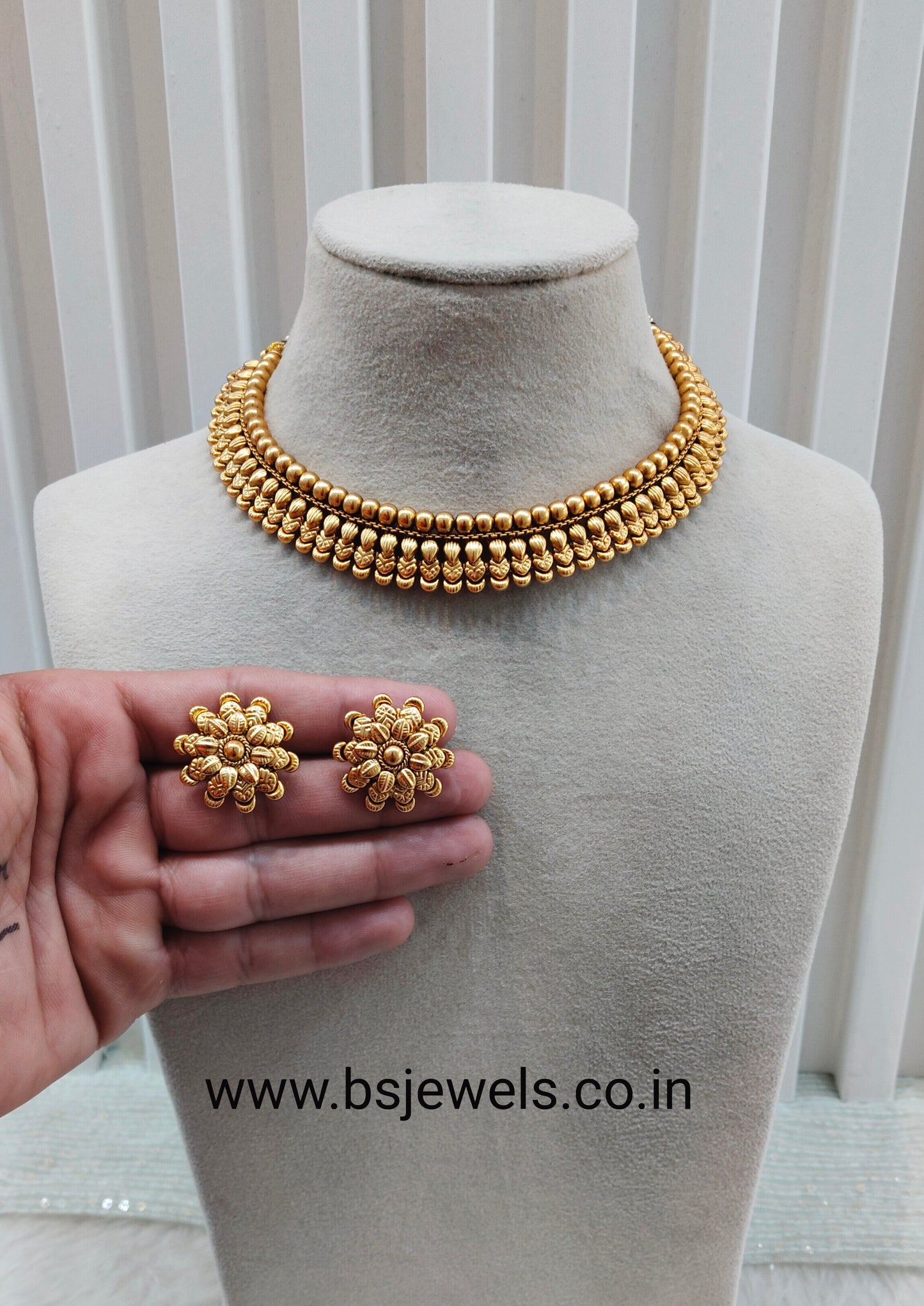 Gold Polki Necklace Jewellery Harf Set