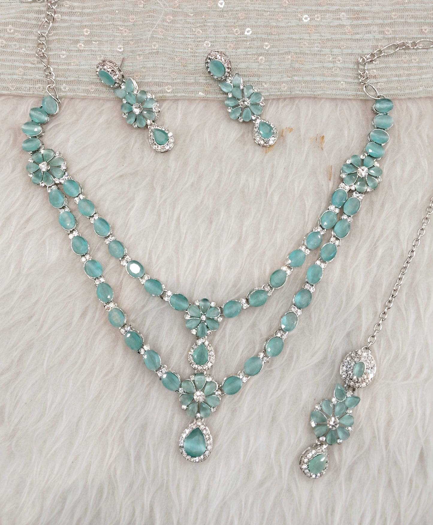Pista Silver CZ Necklace Jewellery Harteij Set